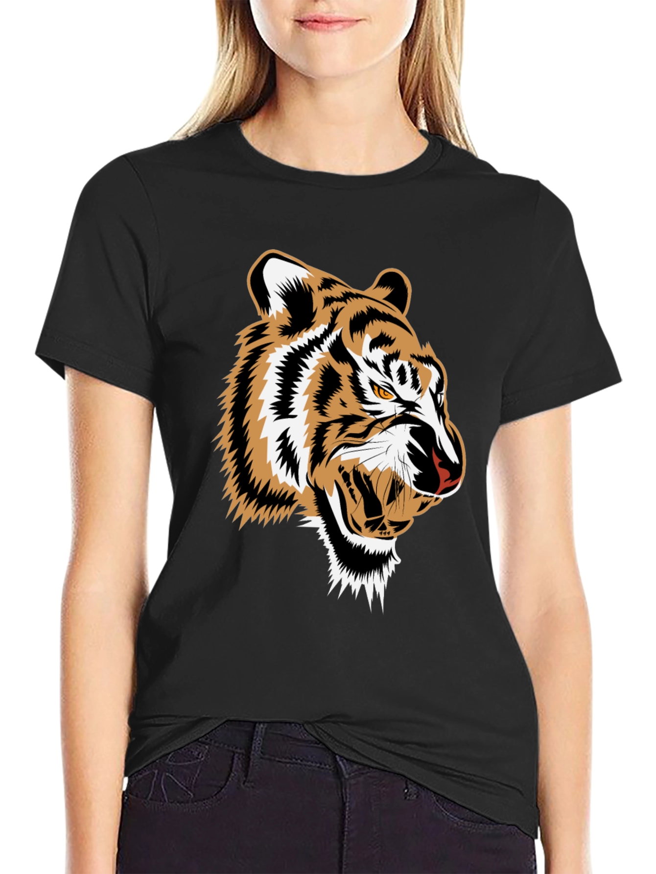 Bold Tiger Graphic Tee - Mens Black T-Shirt