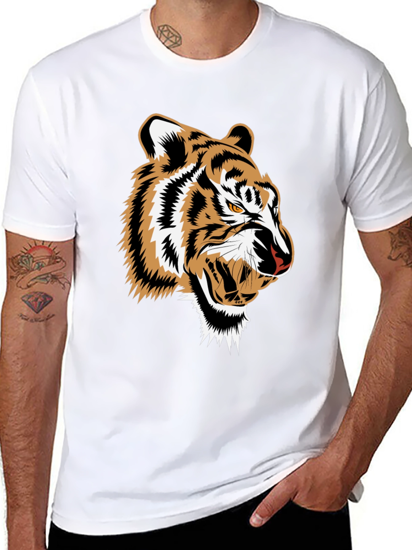 Bold Tiger Graphic Tee - Mens Black T-Shirt