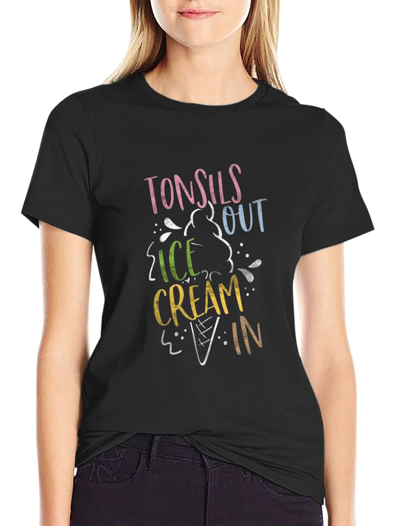 Tonsils Out Ice Cream In Black T-Shirt