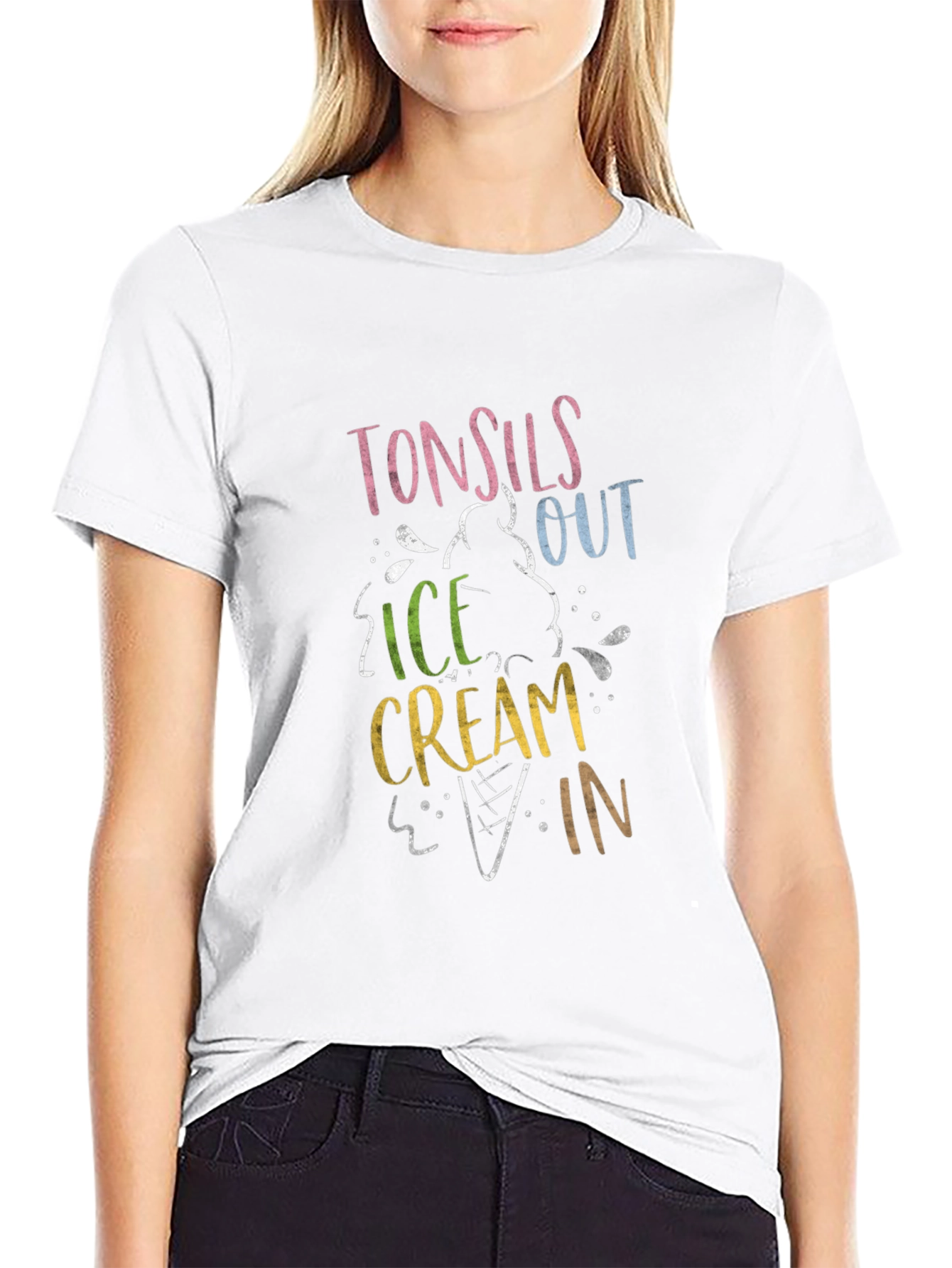 Tonsils Out Ice Cream In Black T-Shirt