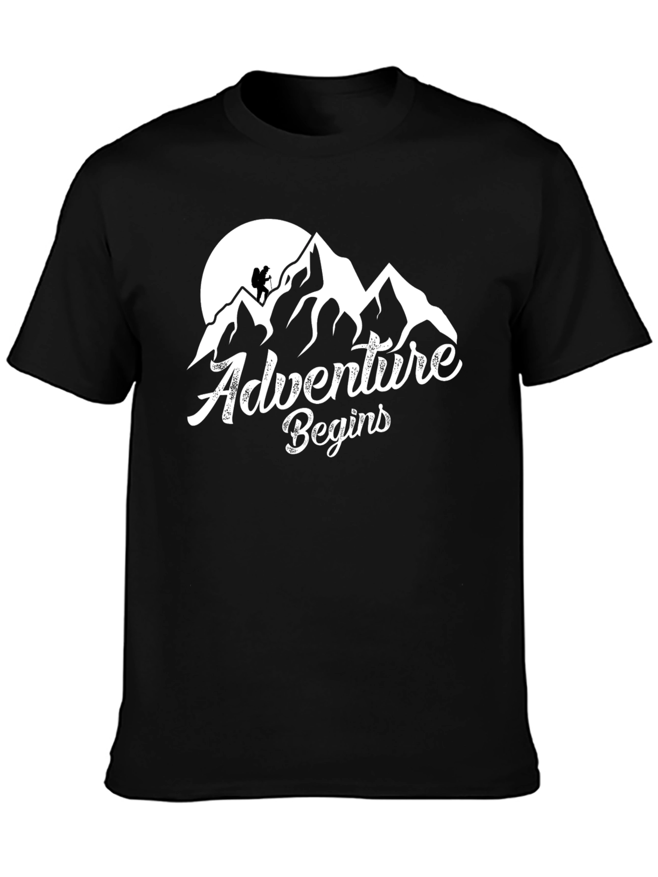 Adventure Begins Mountain Graphic Tee - Black