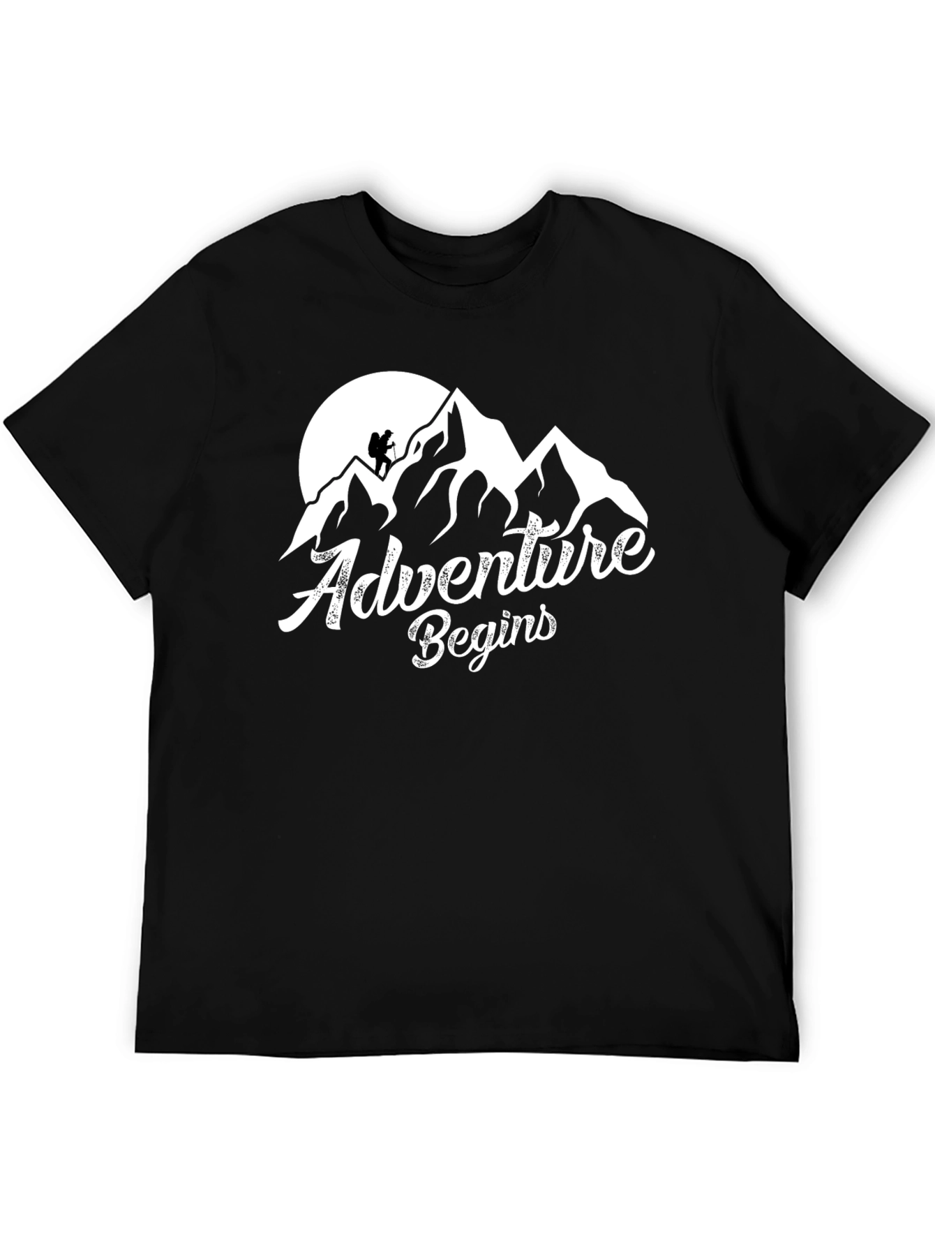 Adventure Begins Mountain Graphic Tee - Black