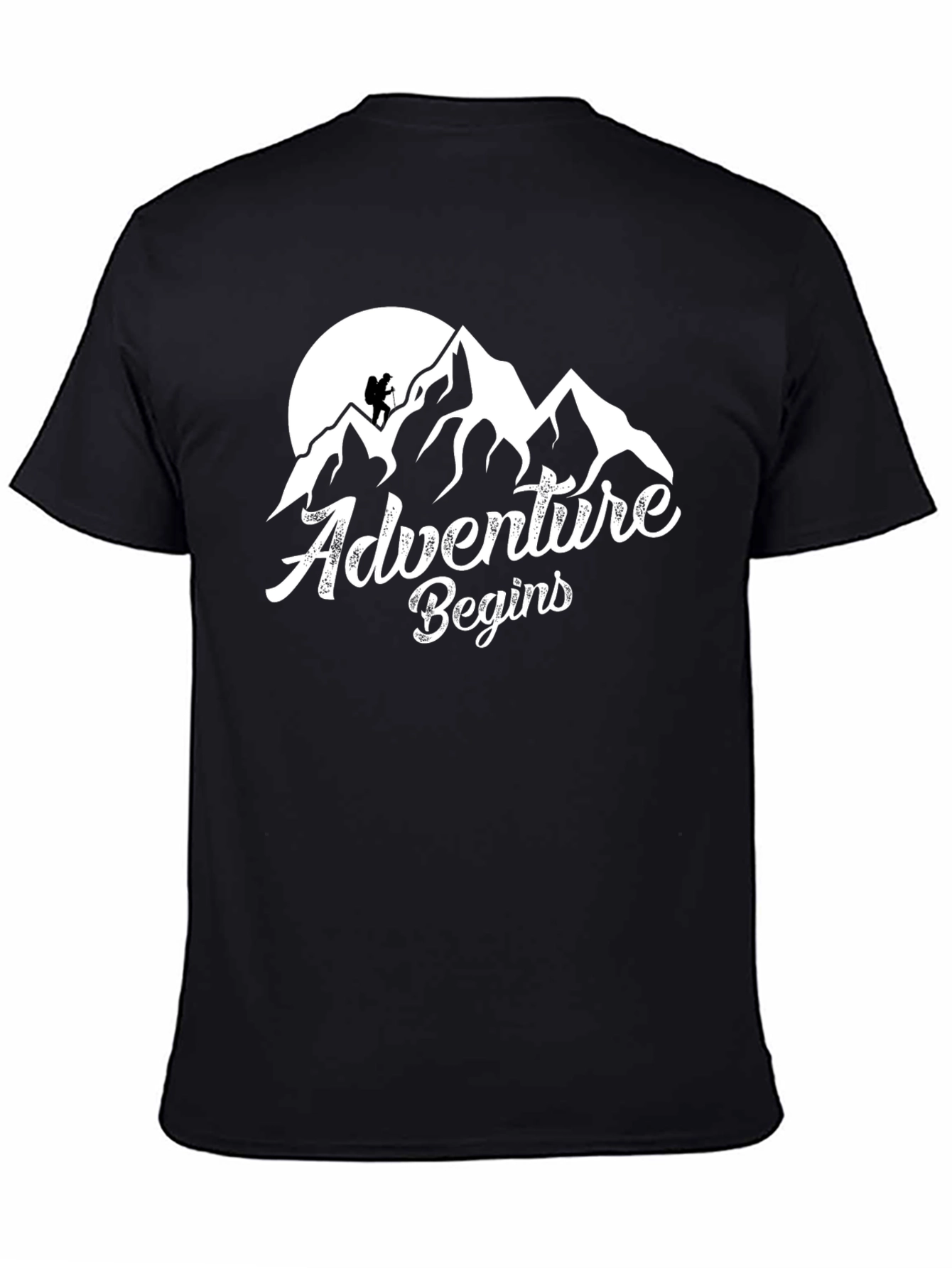 Adventure Begins Mountain Graphic Tee - Black
