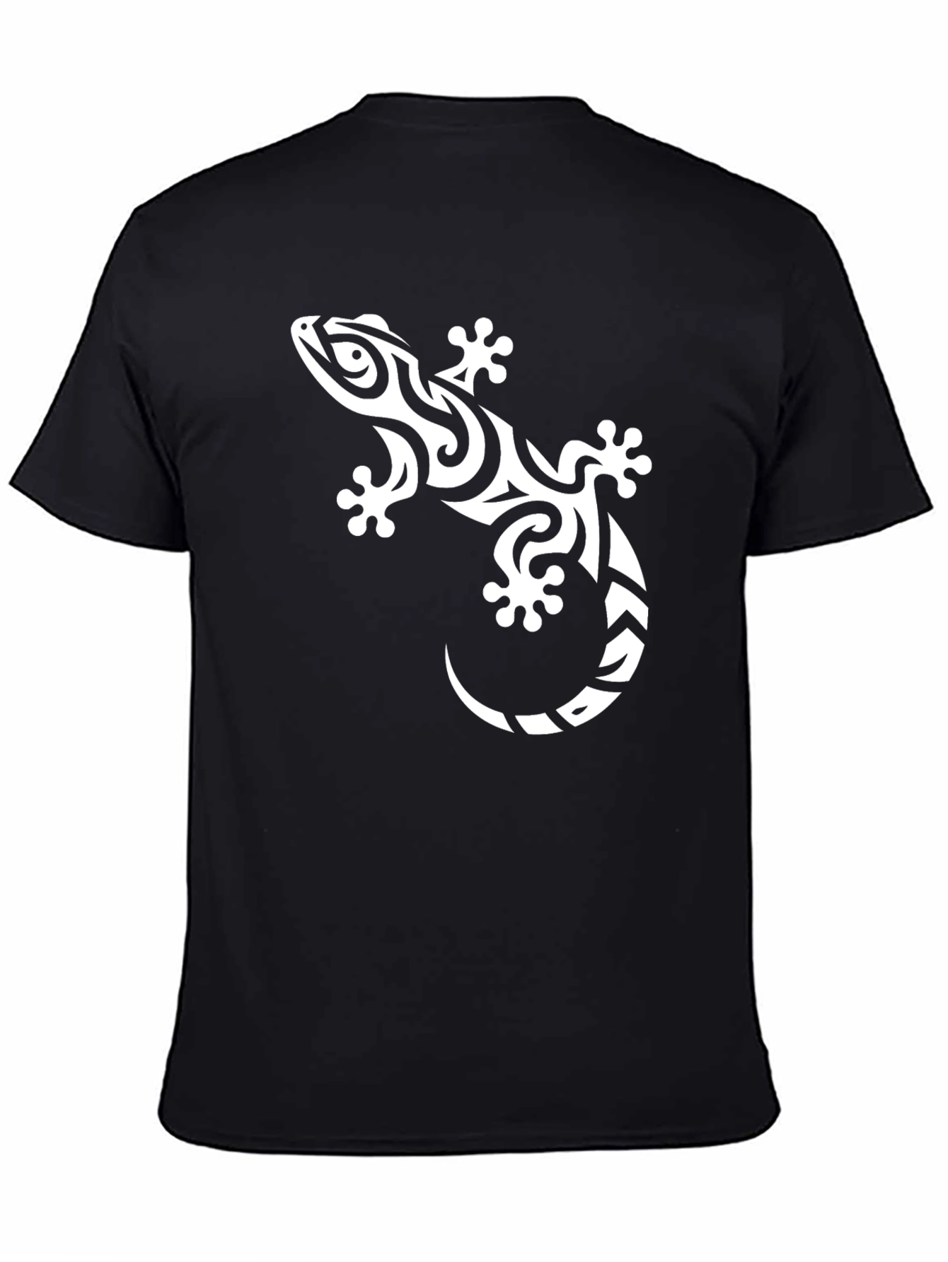 Tribal Gecko Graphic T-Shirt - Black