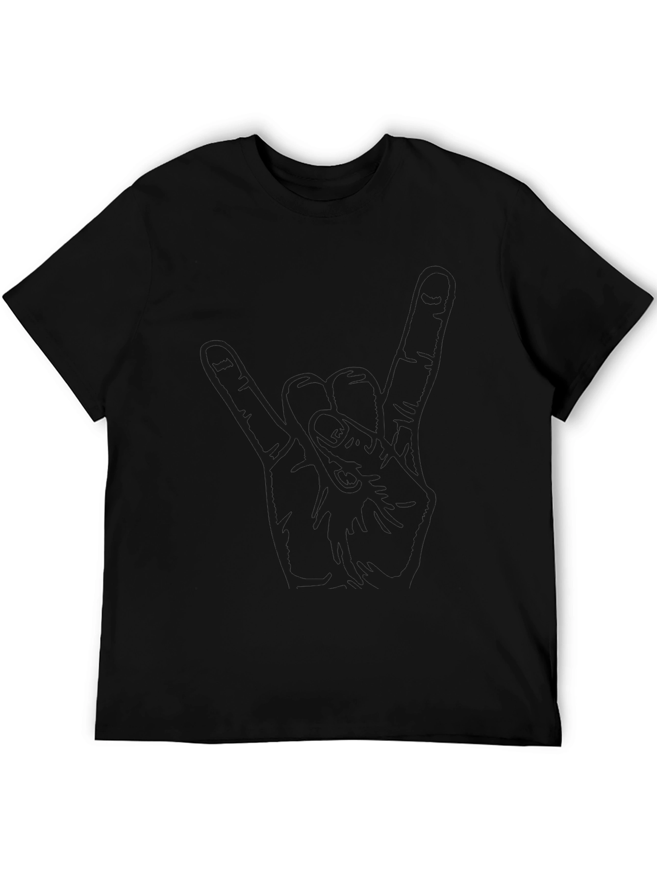 Black Graphic Tee - Rock On Hand Sign
