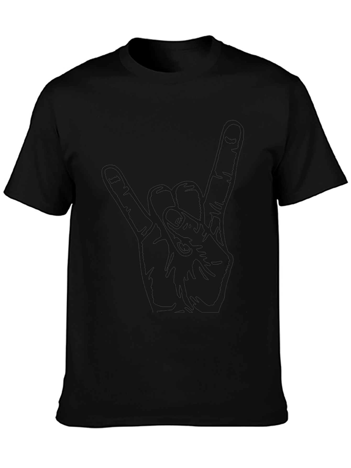 Black Graphic Tee - Rock On Hand Sign
