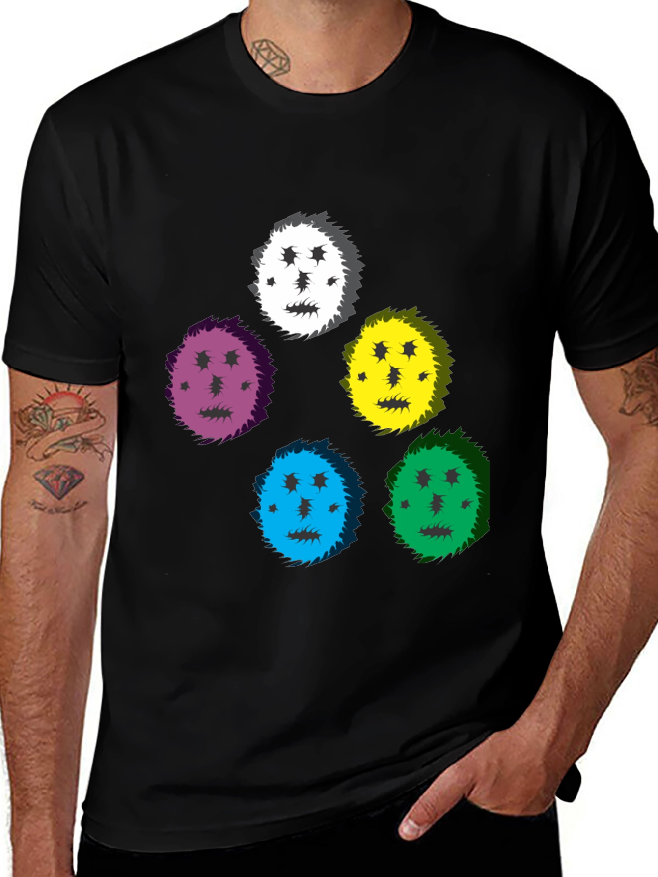 Funky Faces Black T-Shirt