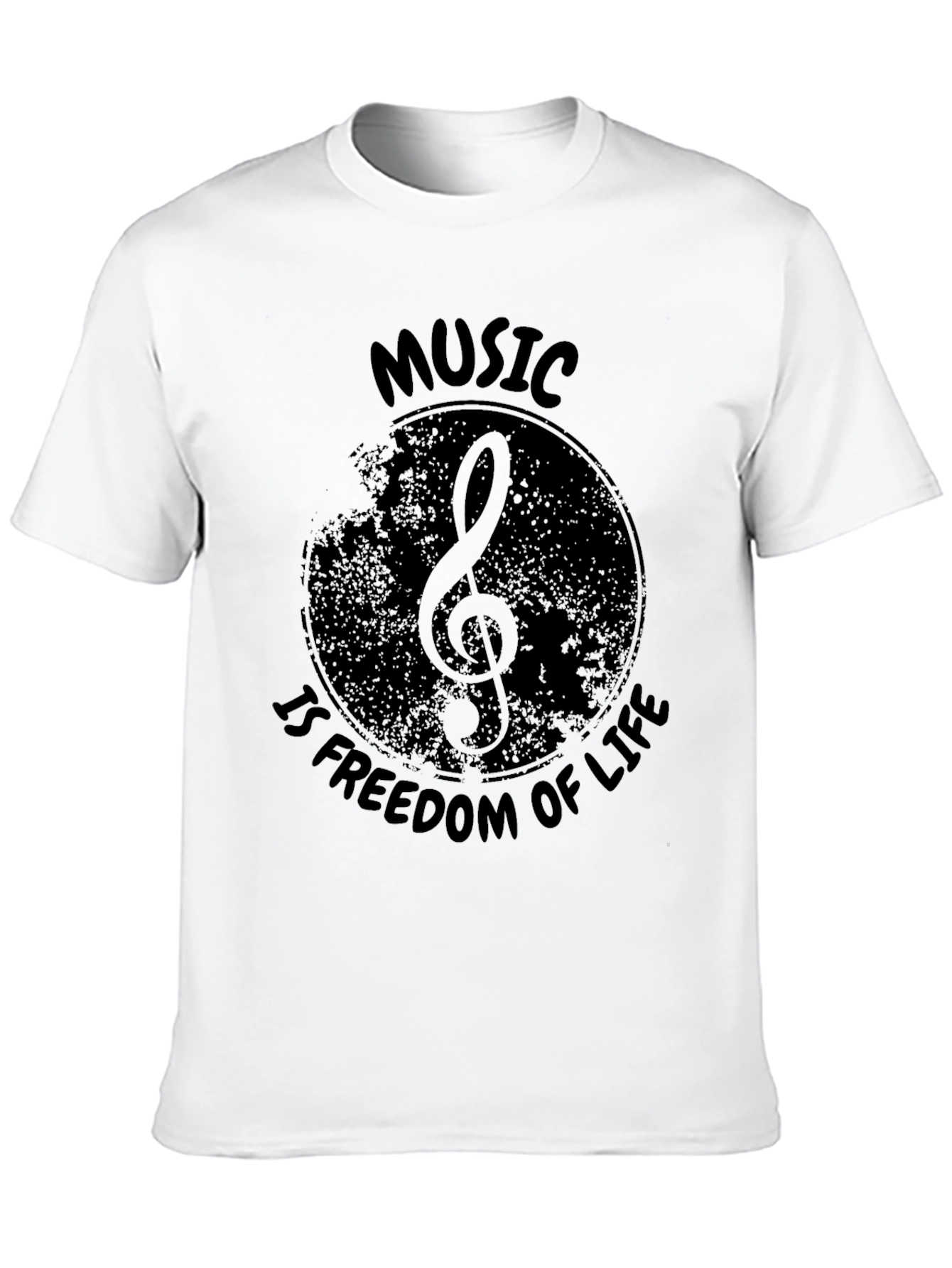 Music Is Freedom of Life Black Graphic Tee