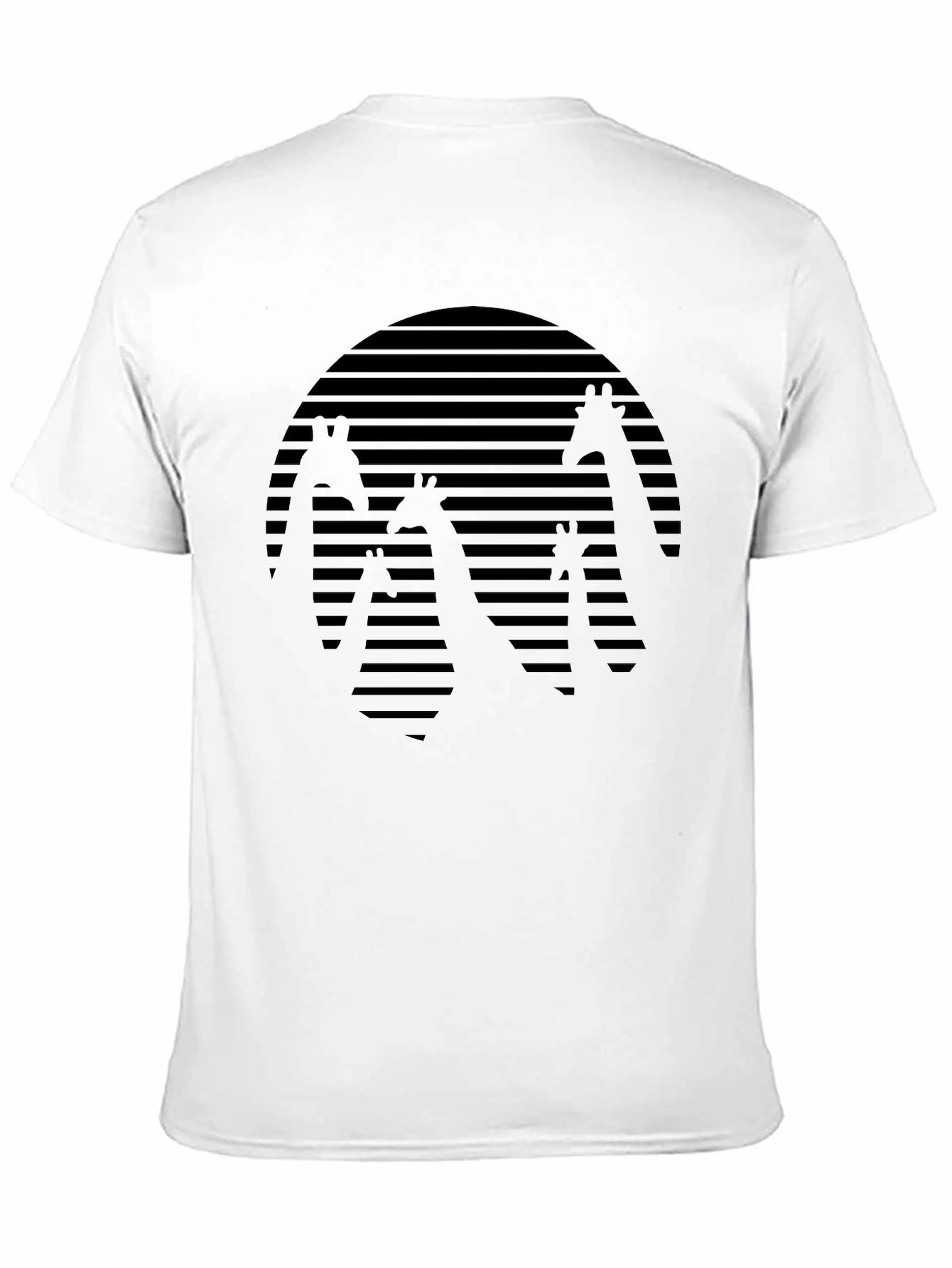 Giraffe Silhouette Tee - Striped Sunset Design