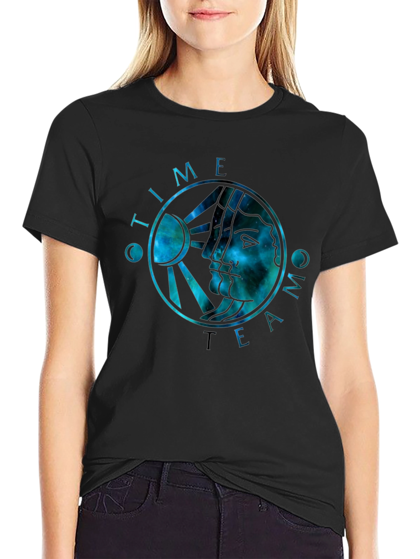 Time Team Galaxy Graphic Black T-Shirt