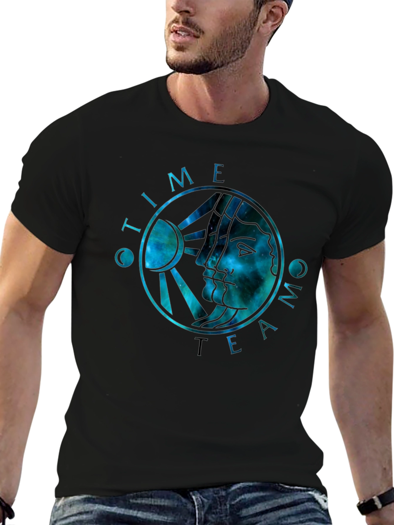 Time Team Galaxy Graphic Black T-Shirt