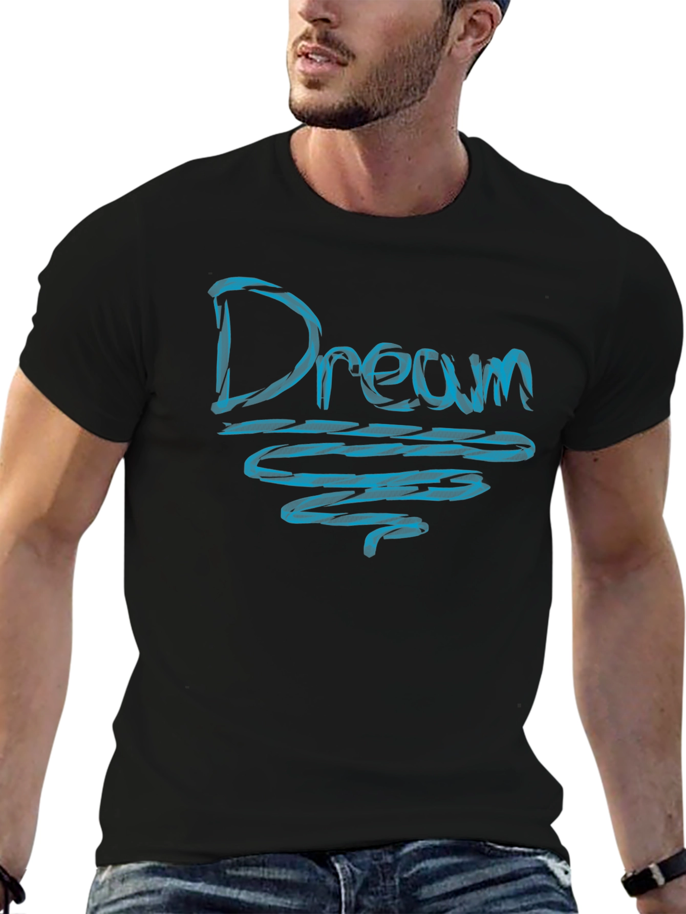 Dream Graphic Tee - Blue Design on Black