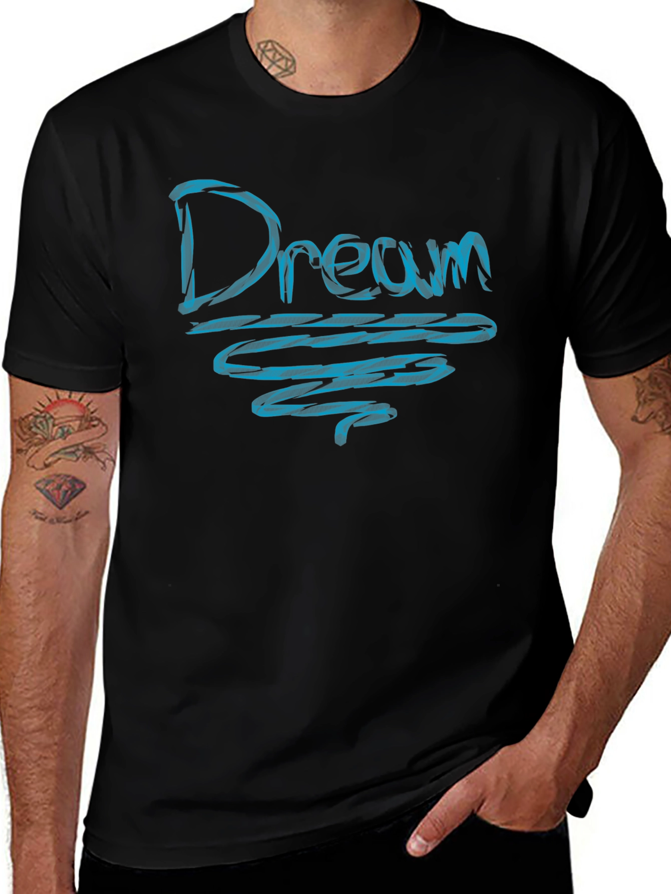 Dream Graphic Tee - Blue Design on Black
