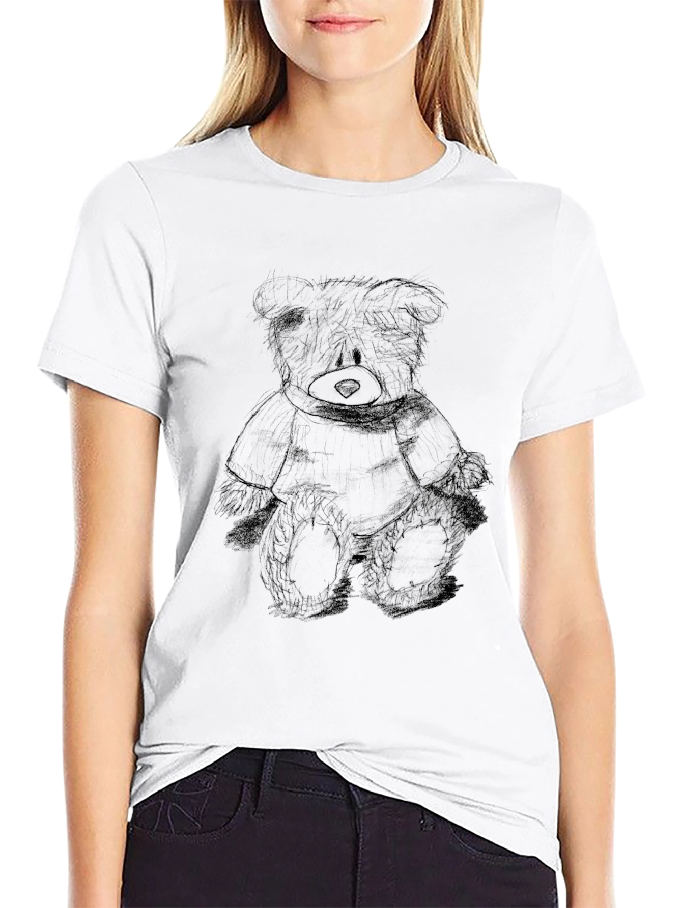 Black Teddy Bear Sketch Tee