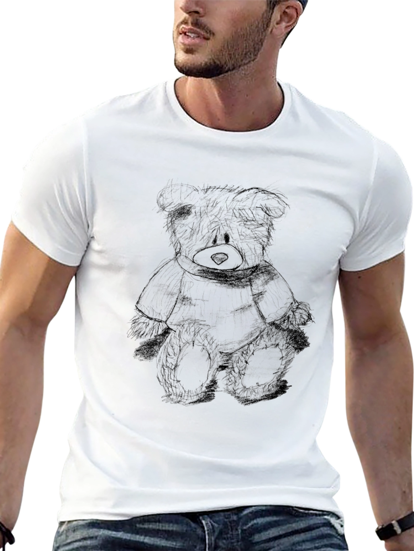 Black Teddy Bear Sketch Tee