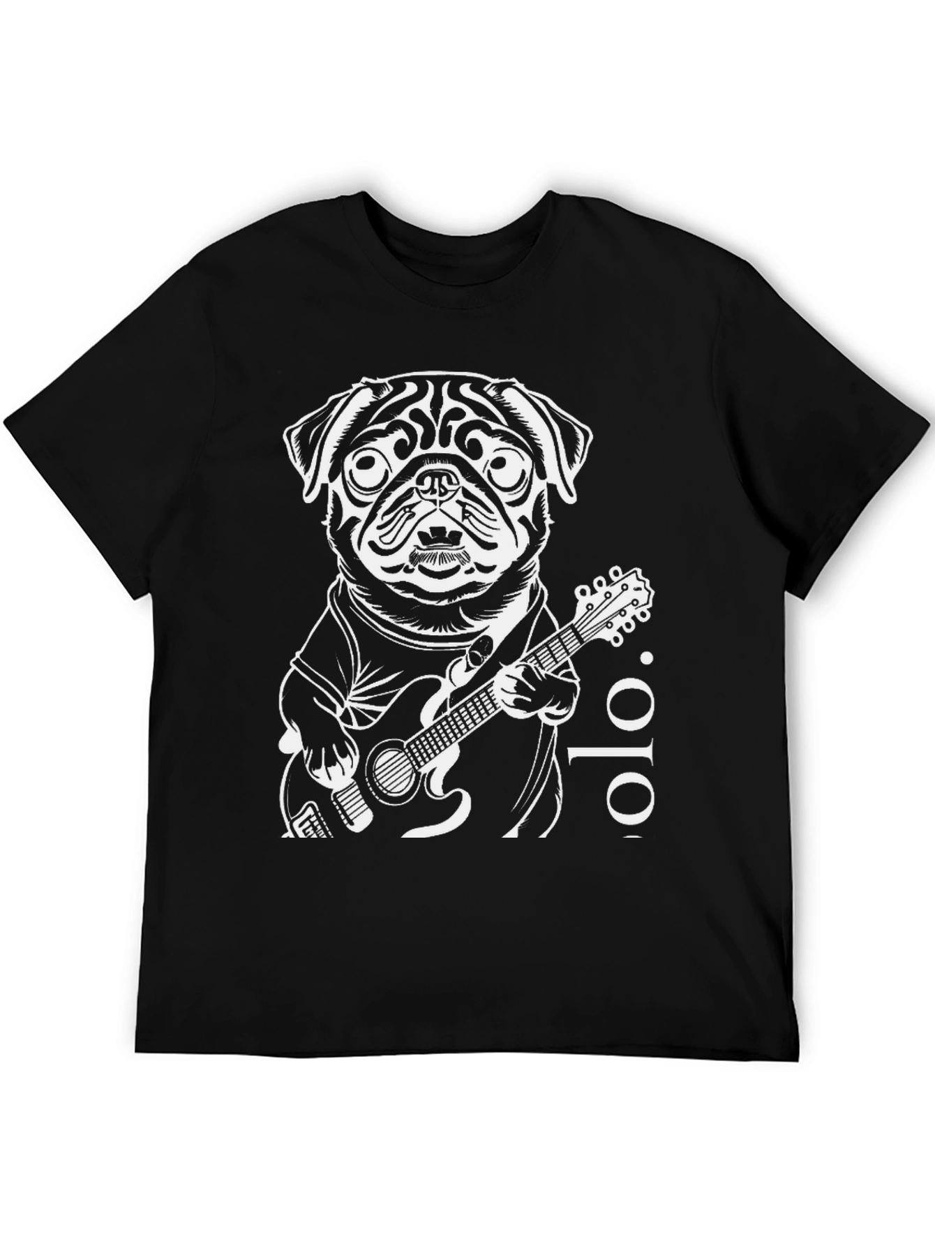 Pug Guitarist Black T-Shirt