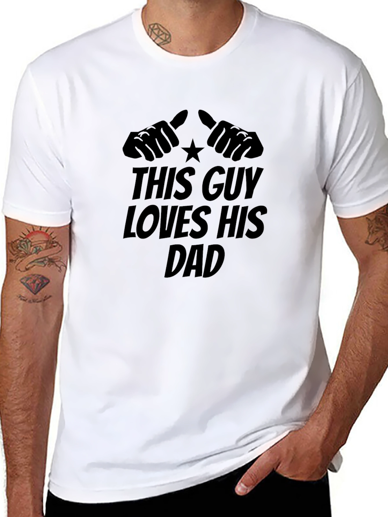 This Guy Loves His Dad Black T-Shirt