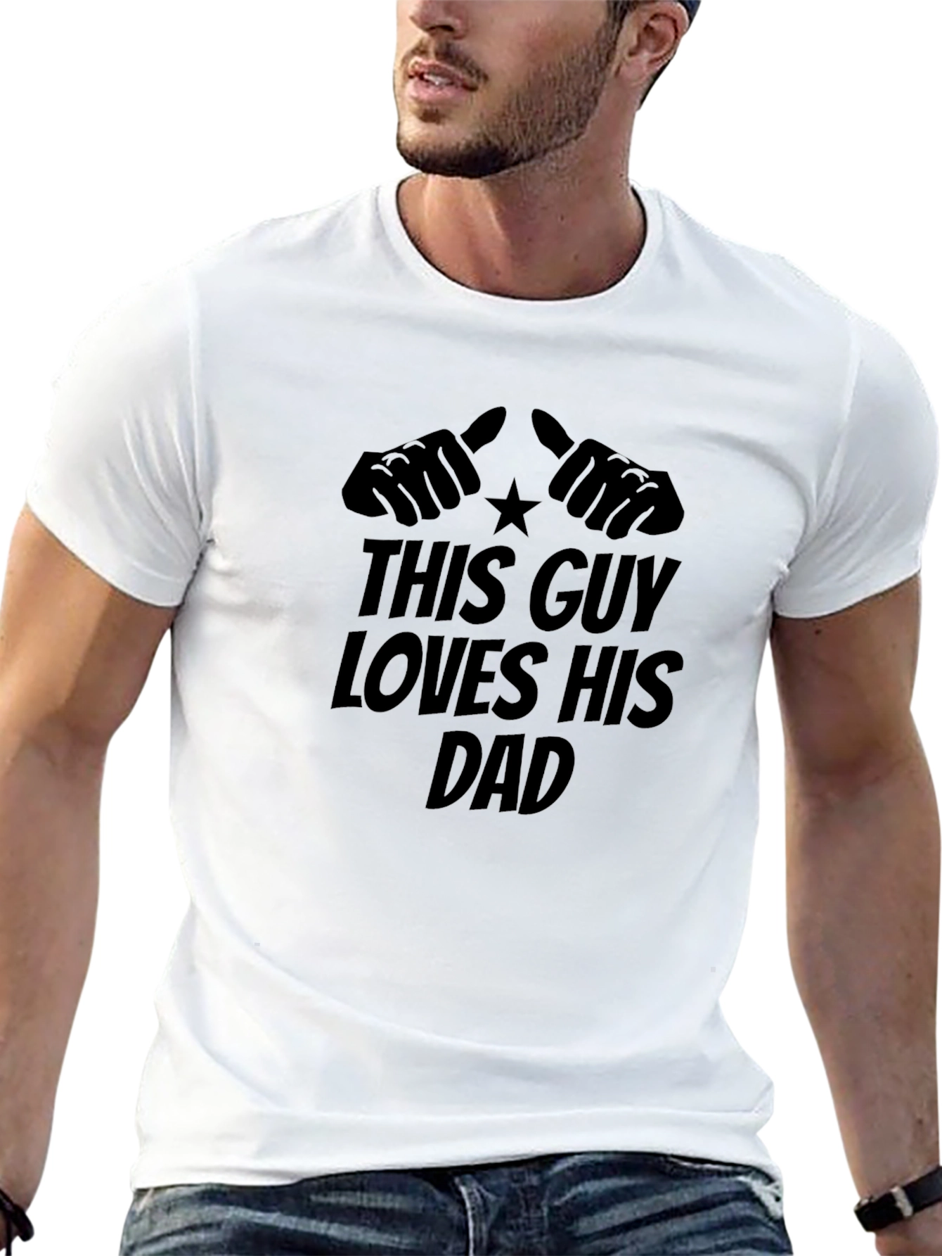This Guy Loves His Dad Black T-Shirt