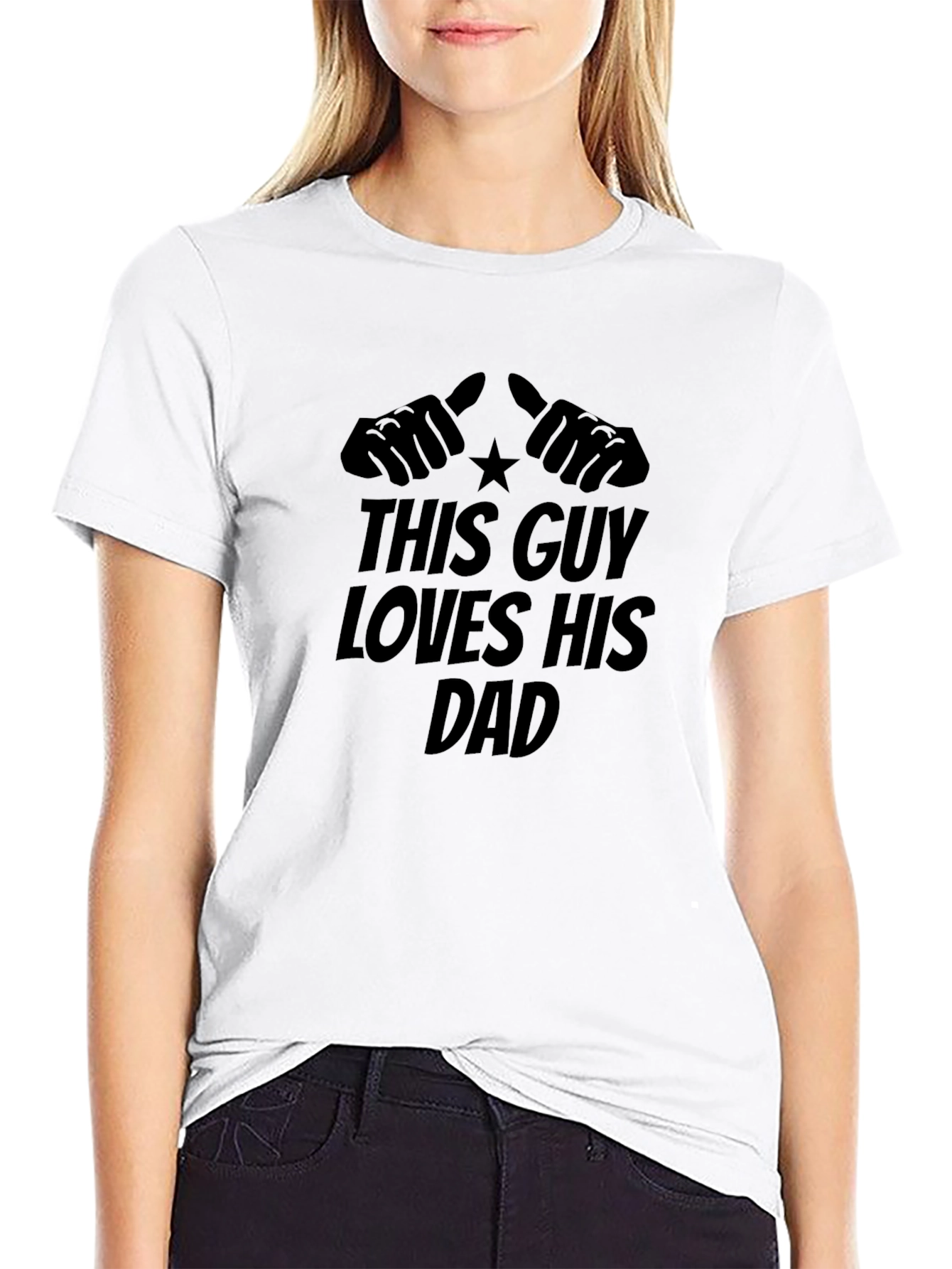 This Guy Loves His Dad Black T-Shirt