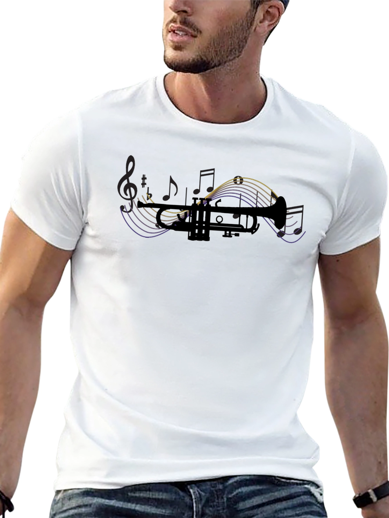 Trumpet Graphic Tee - Musical Instrument Design