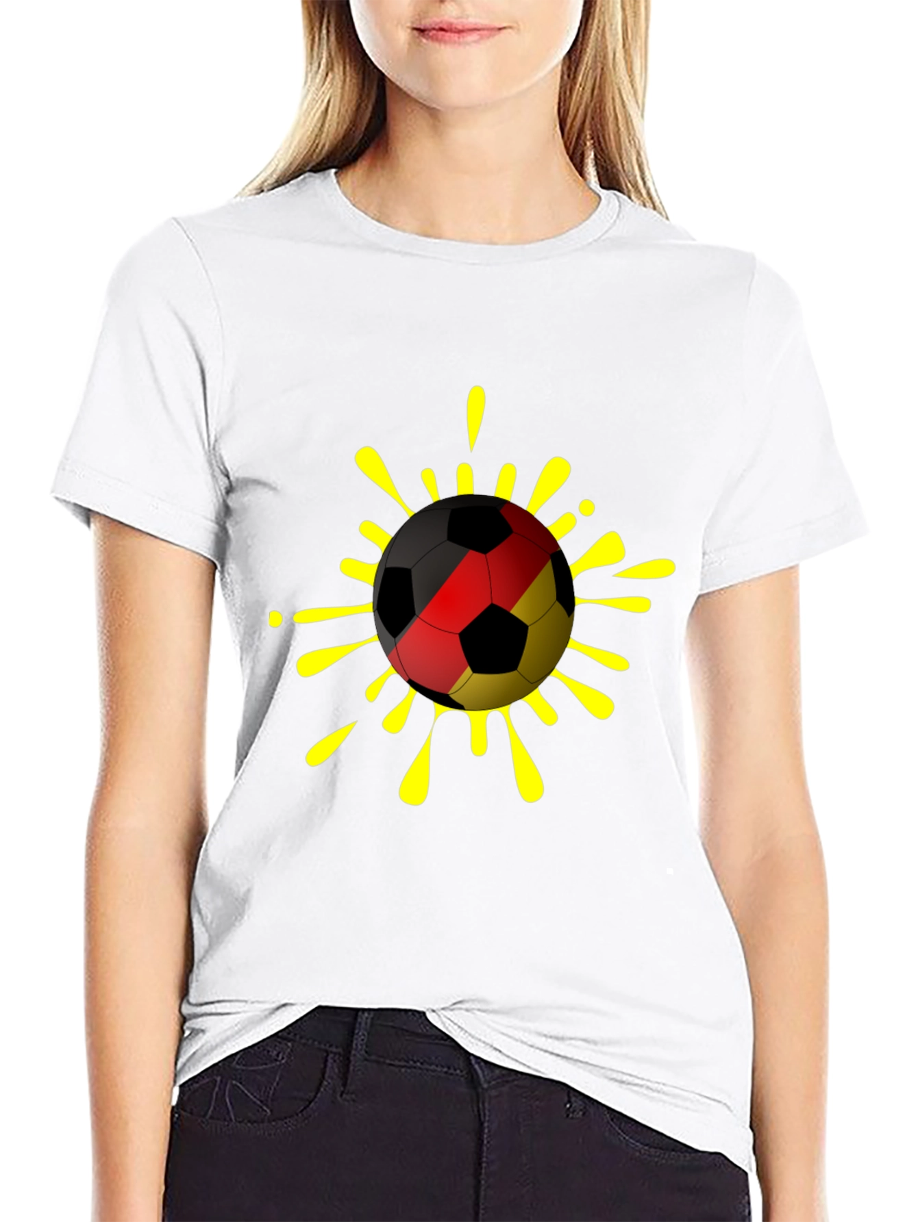 German Flag Soccer Ball T-Shirt - Black