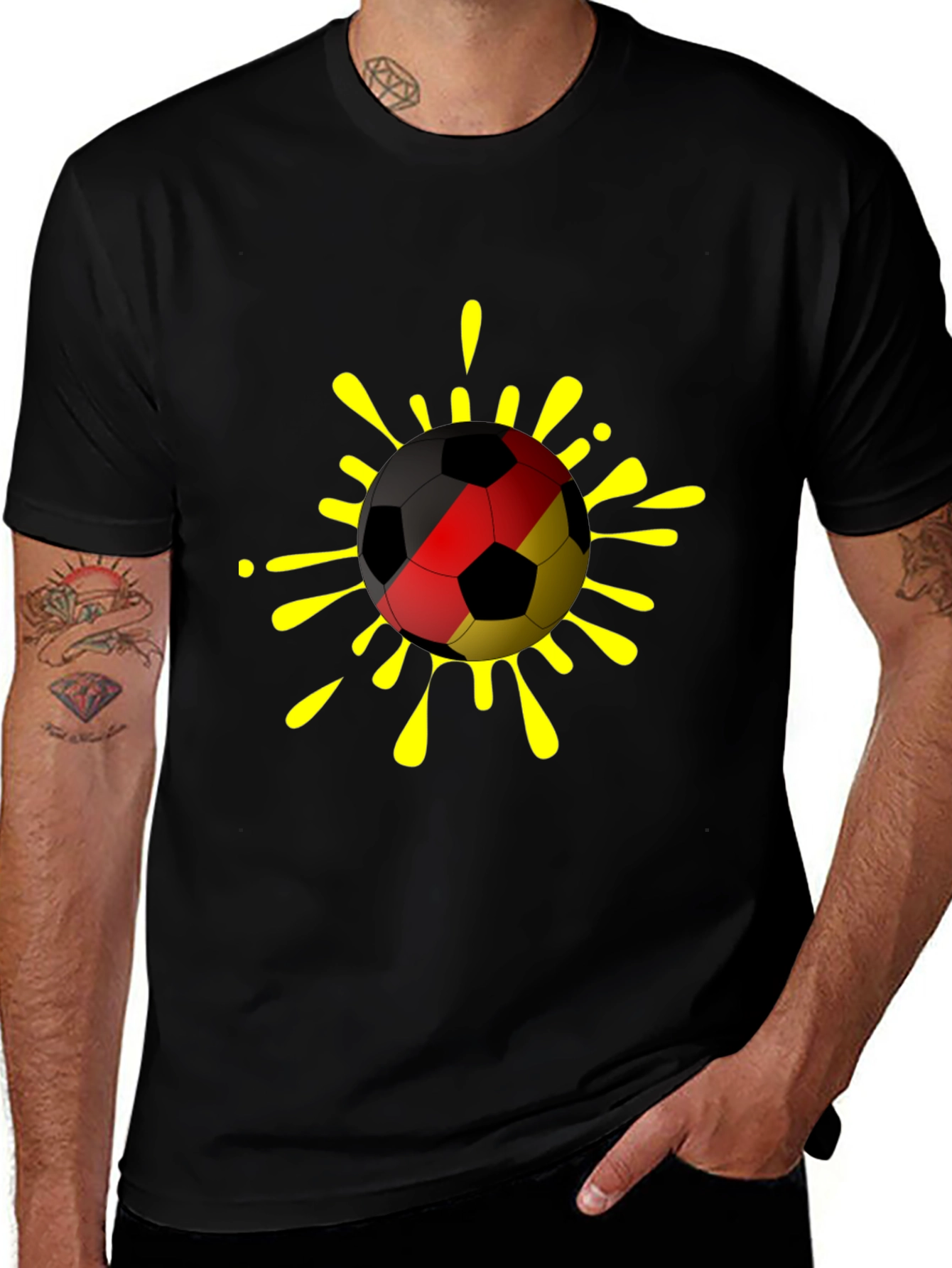 German Flag Soccer Ball T-Shirt - Black