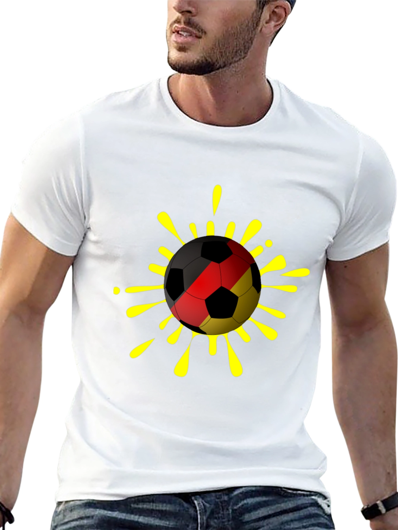 German Flag Soccer Ball T-Shirt - Black