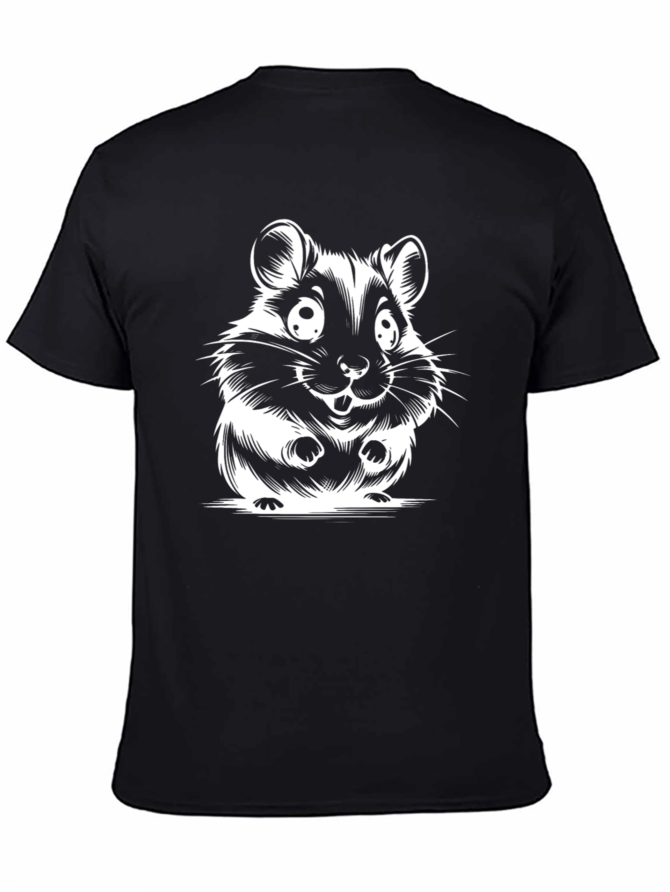 Cute Hamster Graphic Black T-Shirt