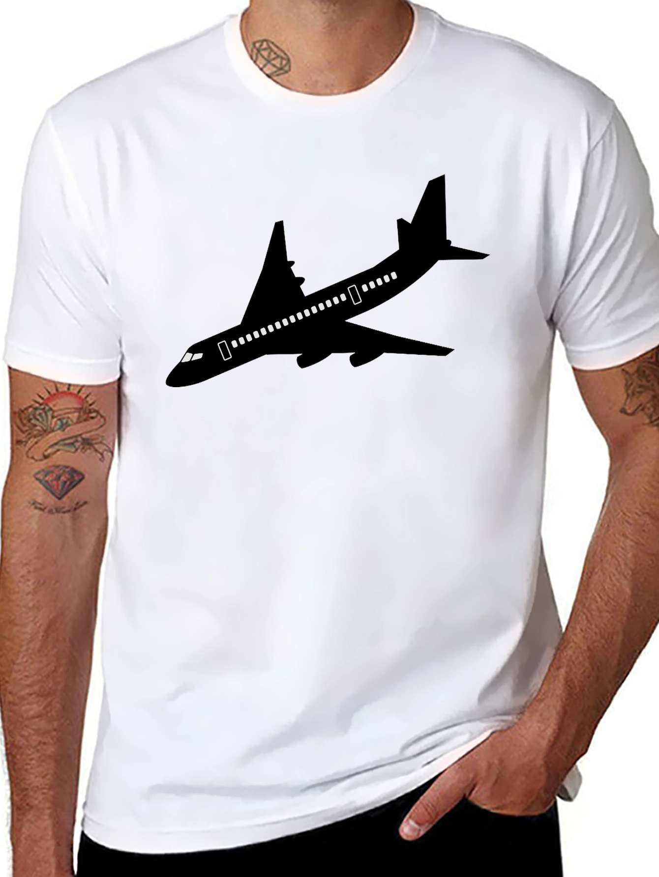 Airplane Silhouette T-Shirt - Black