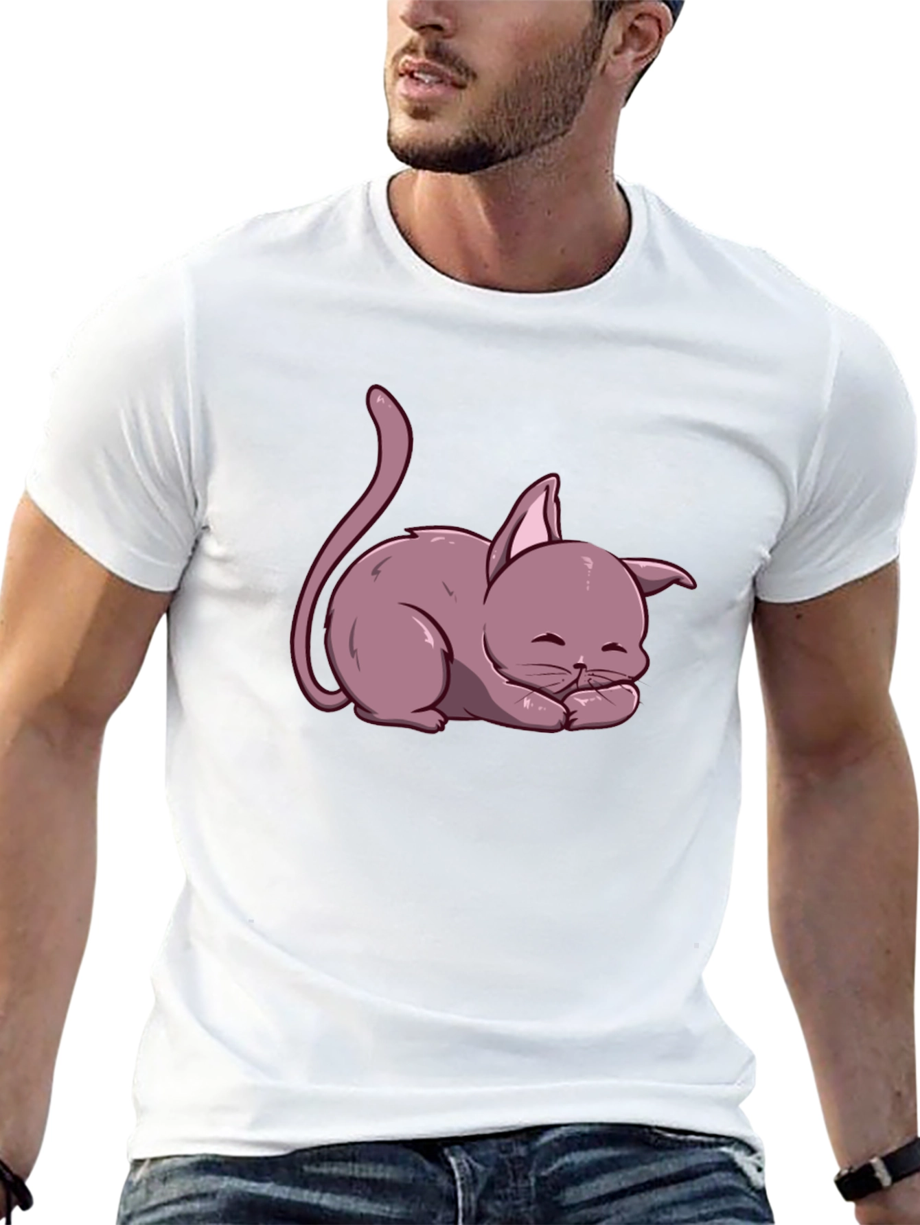 Cute Cartoon Cat T-Shirt - Relaxed Fit