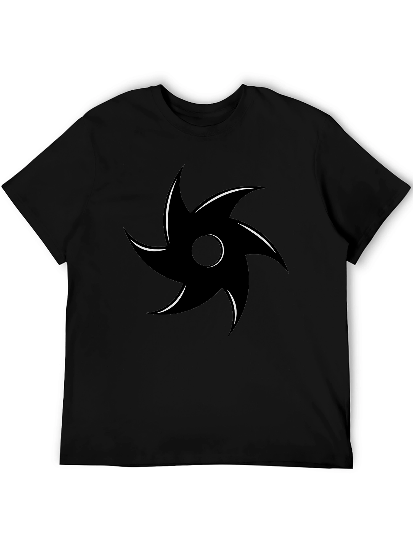 Mens Black Graphic Tee - Abstract Swirl Design