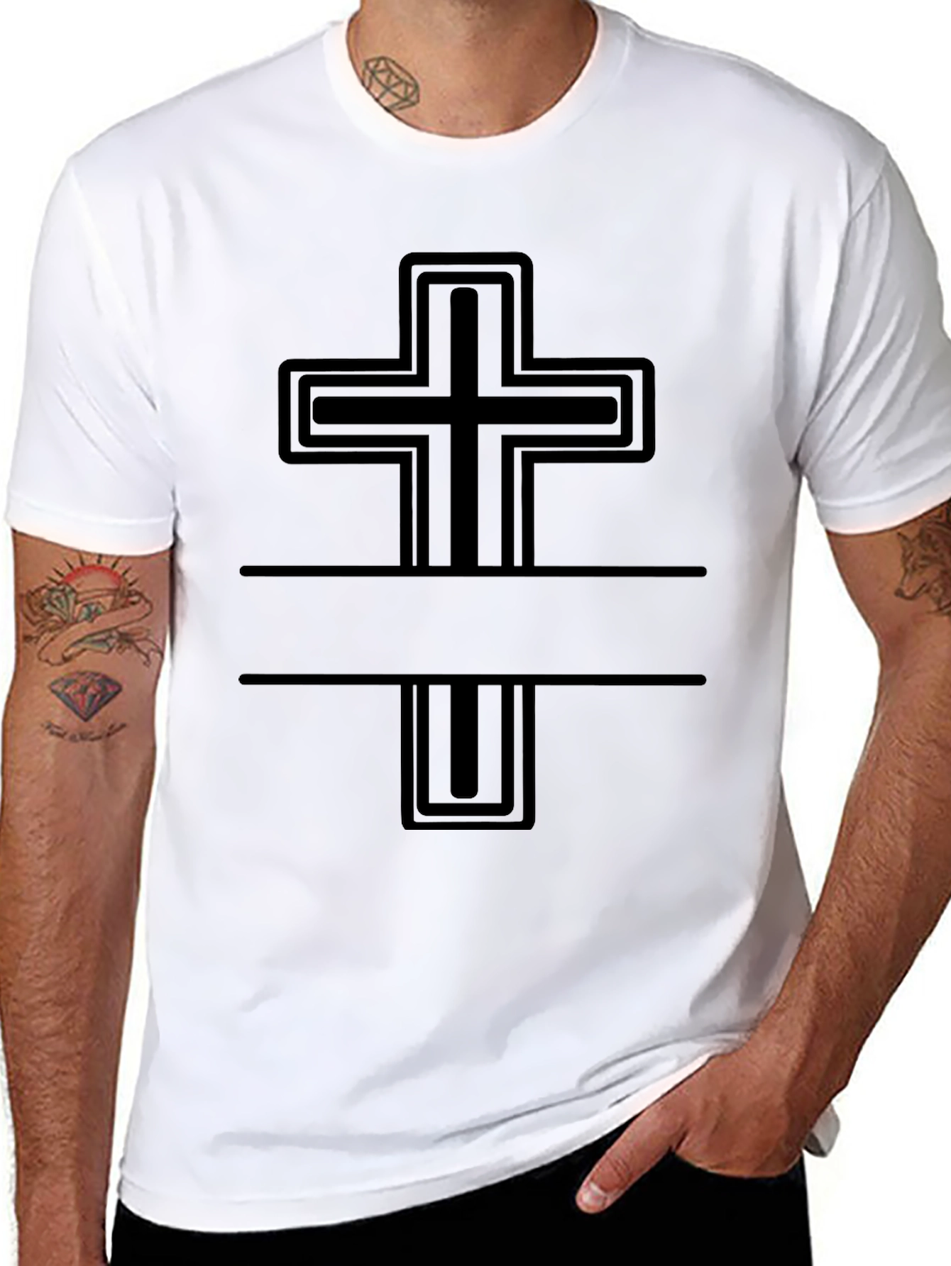 Modern Cross Graphic Tee - Black Christian T-Shirt