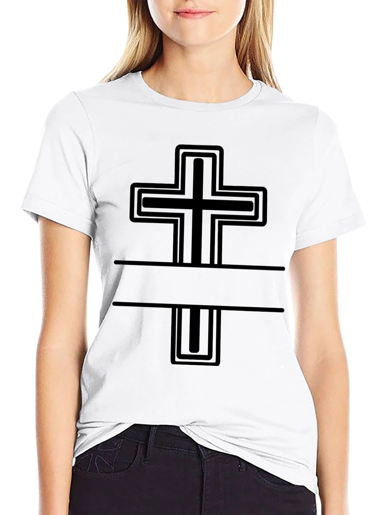 Modern Cross Graphic Tee - Black Christian T-Shirt