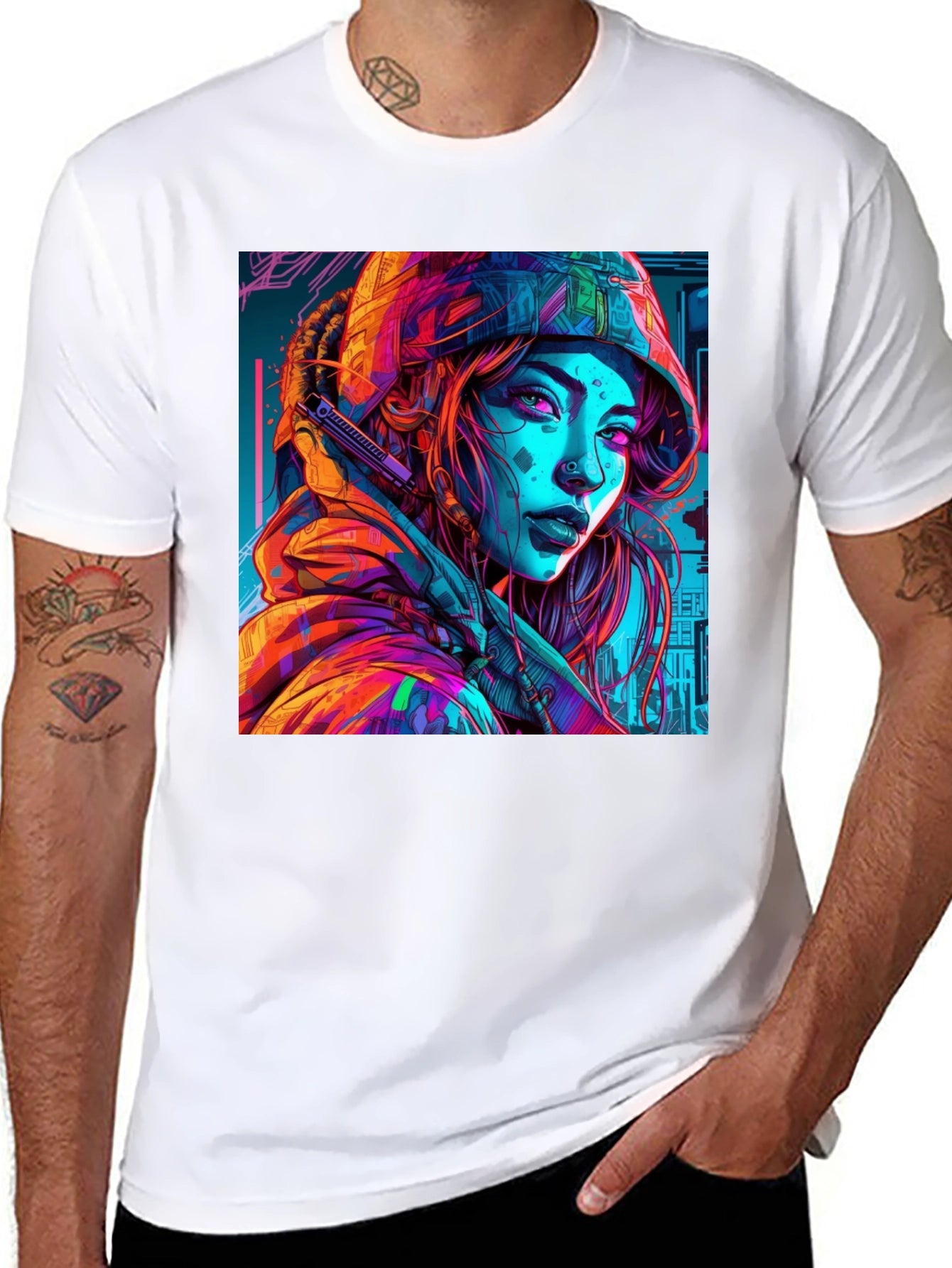 Cyberpunk Girl Graphic Tee - Unique Design