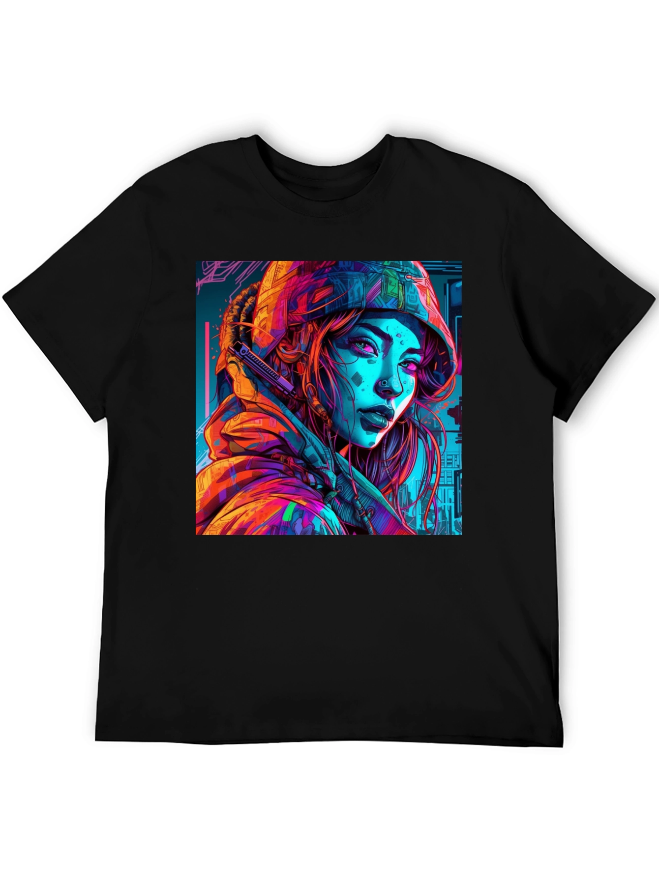 Cyberpunk Girl Graphic Tee - Unique Design
