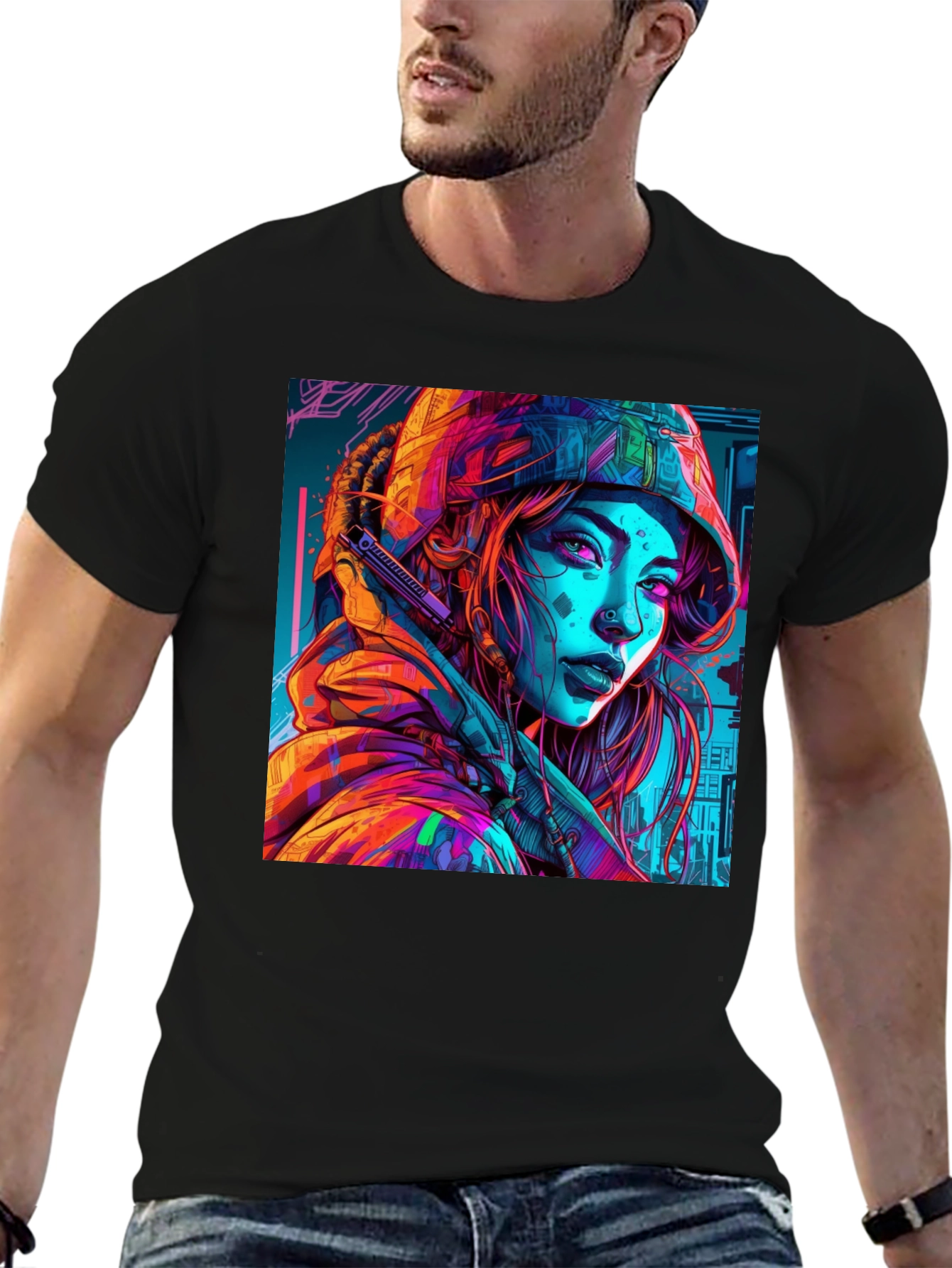 Cyberpunk Girl Graphic Tee - Unique Design