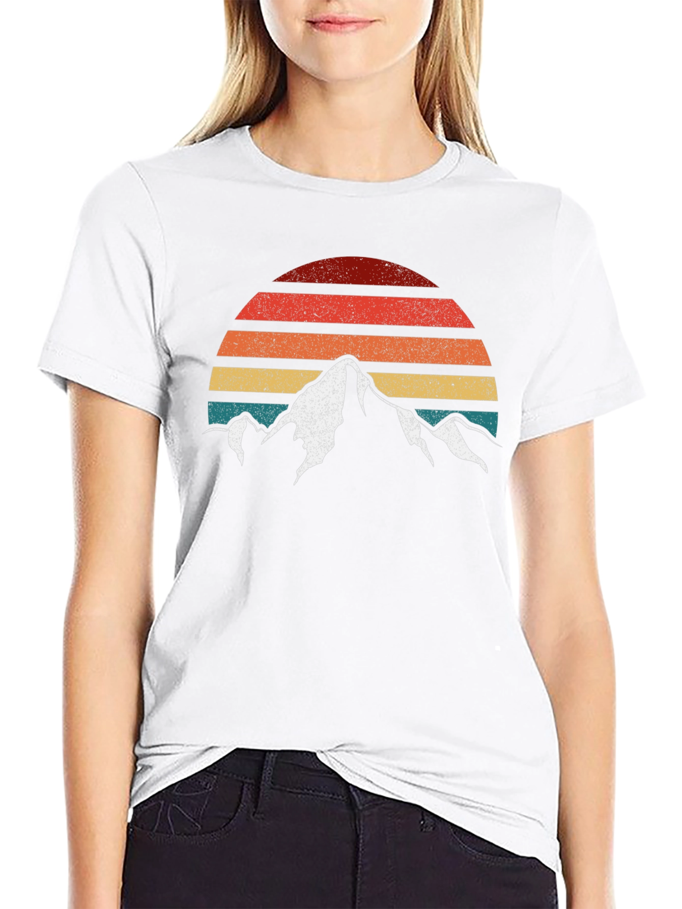 Retro Mountain Sunset Graphic Tee - Adventure Ready!