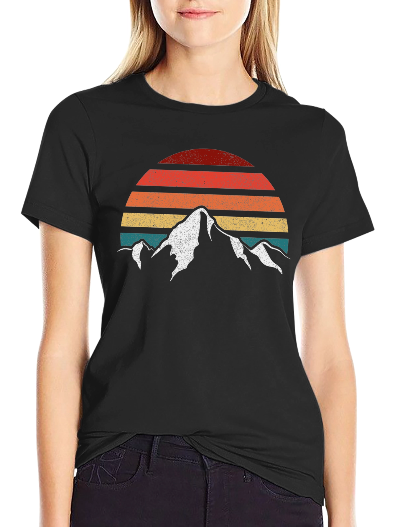Retro Mountain Sunset Graphic Tee - Adventure Ready!