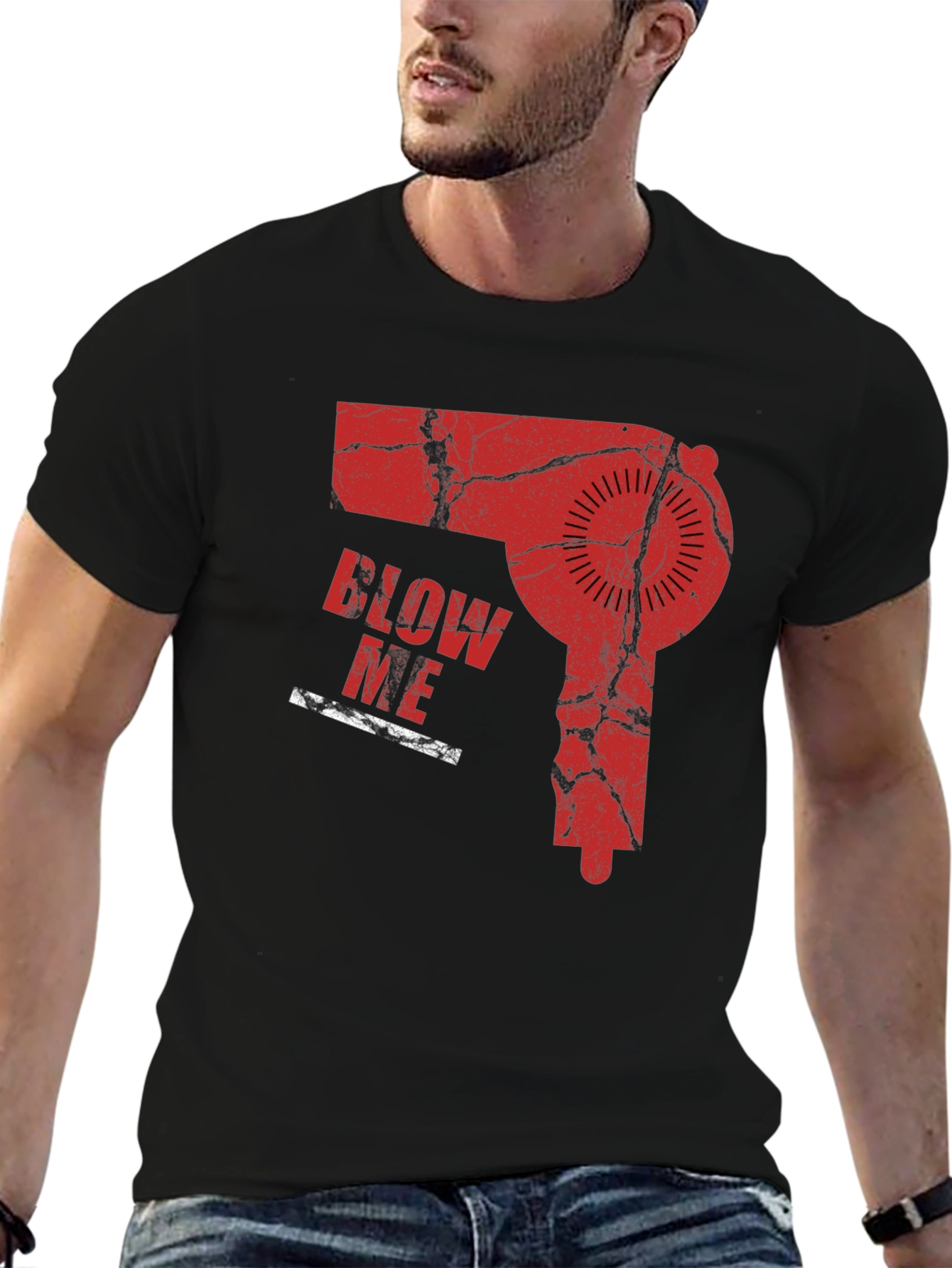 Red Blow Me Hairdryer T-Shirt