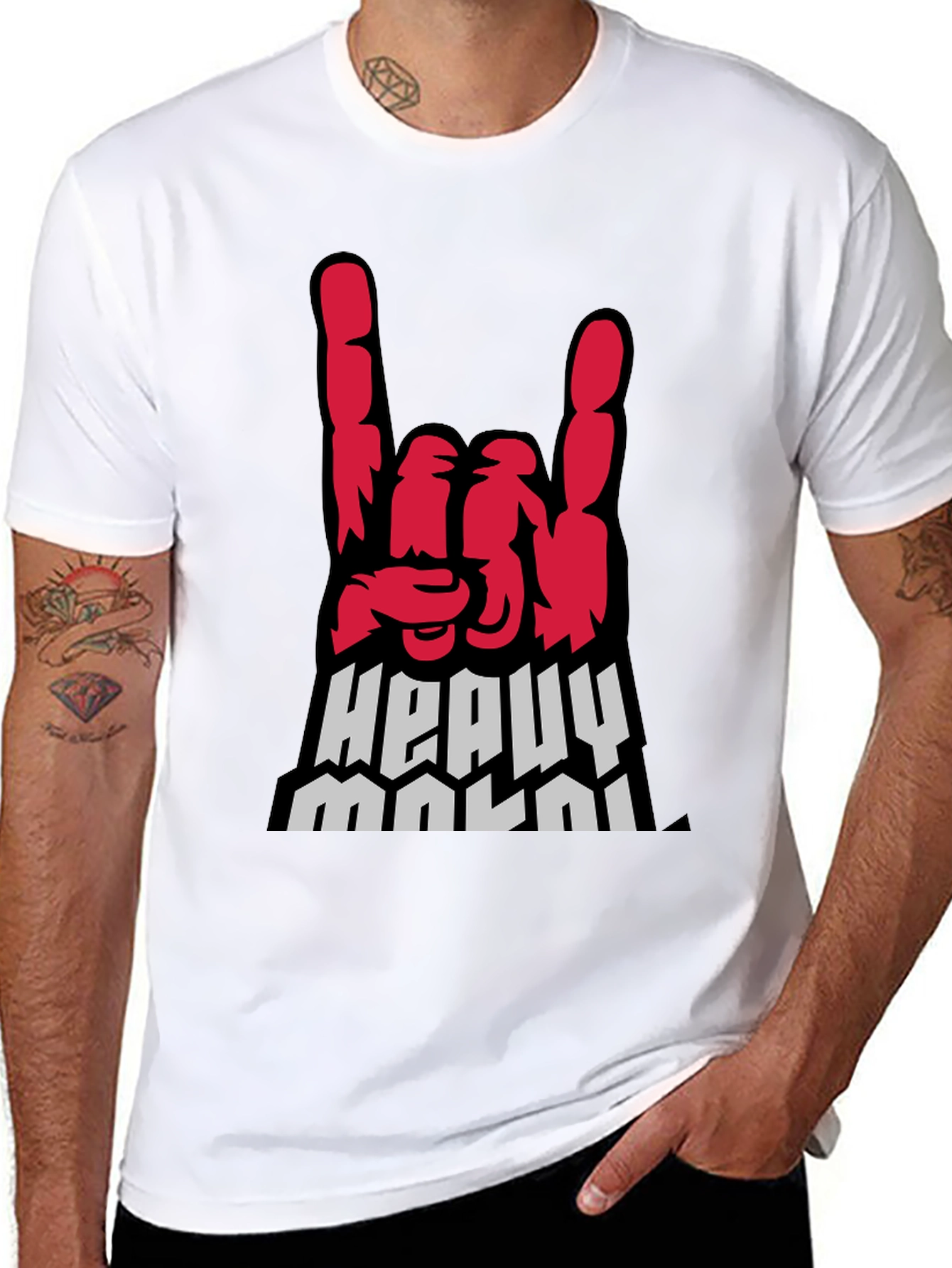 Heavy Metal Hand Sign Graphic Tee - Rock On!