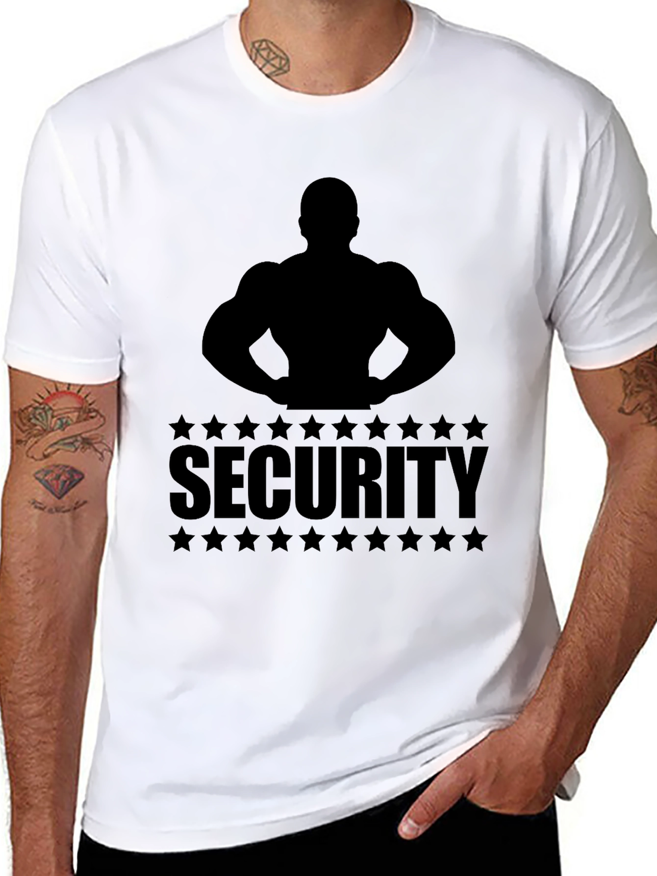 Security Muscle Silhouette Graphic T-Shirt - Black
