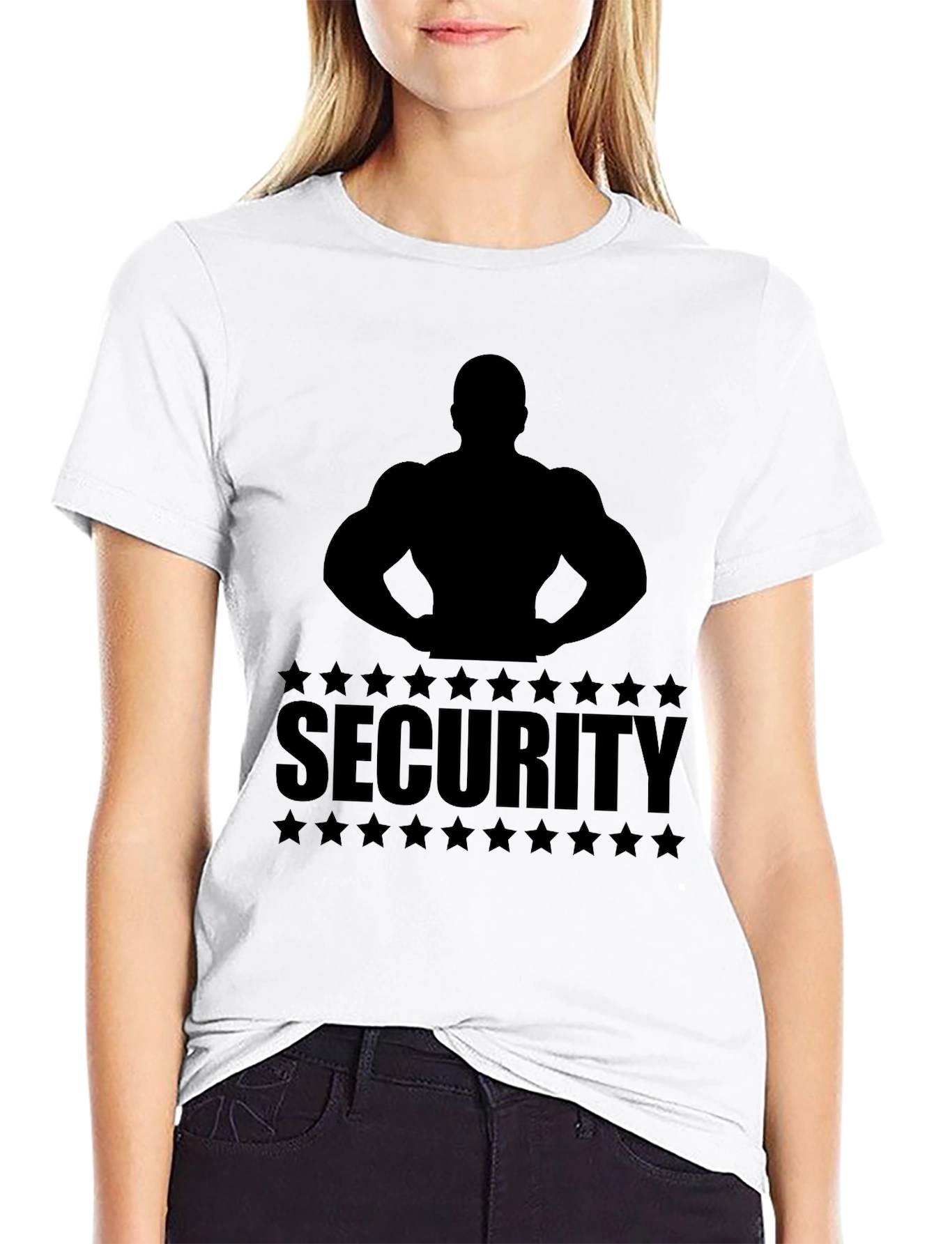 Security Muscle Silhouette Graphic T-Shirt - Black