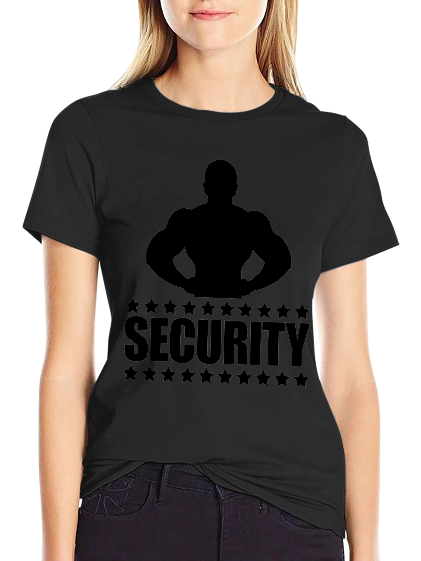Security Muscle Silhouette Graphic T-Shirt - Black