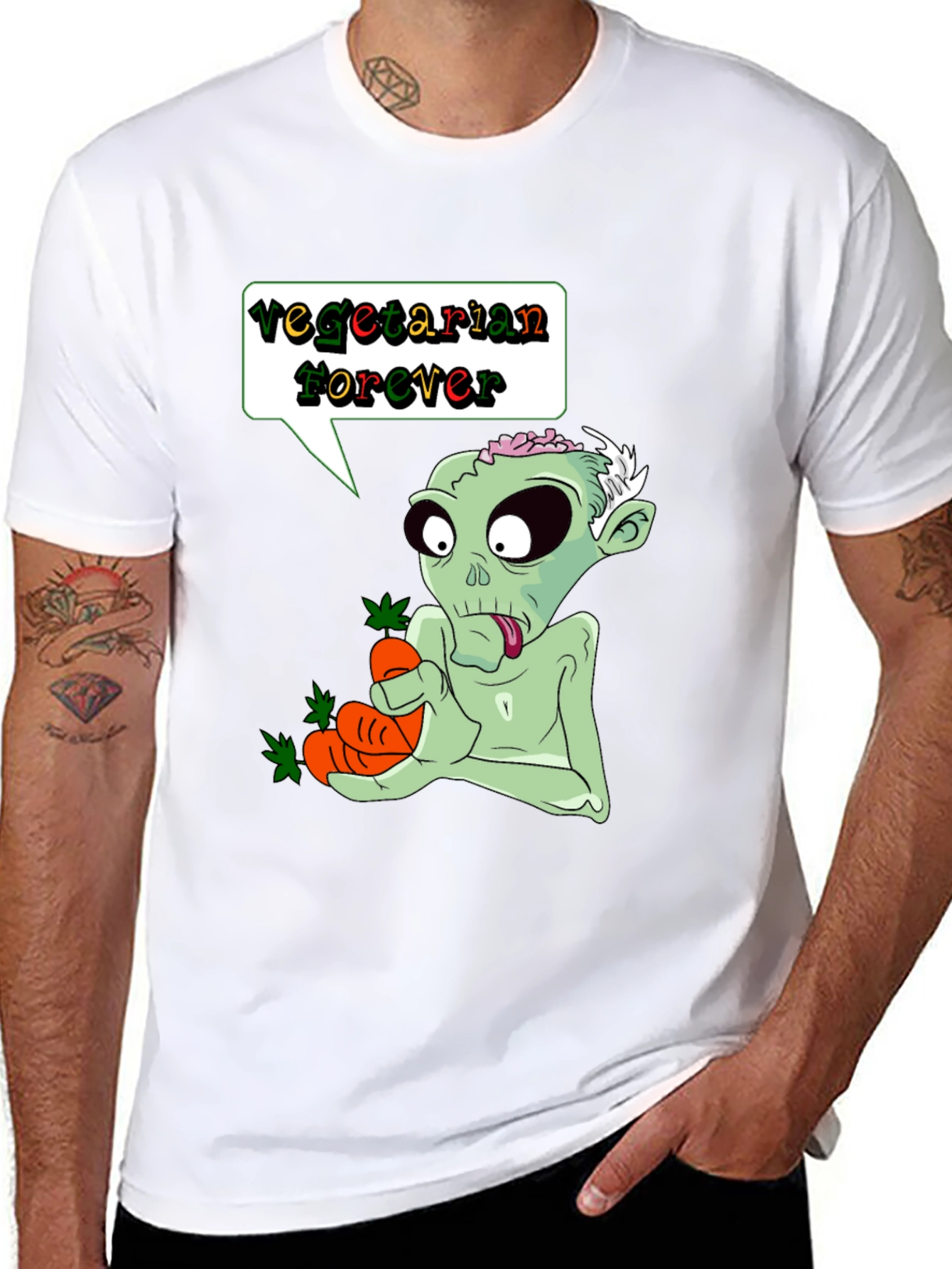 Vegetarian Zombie T-Shirt - Funny Graphic Tee