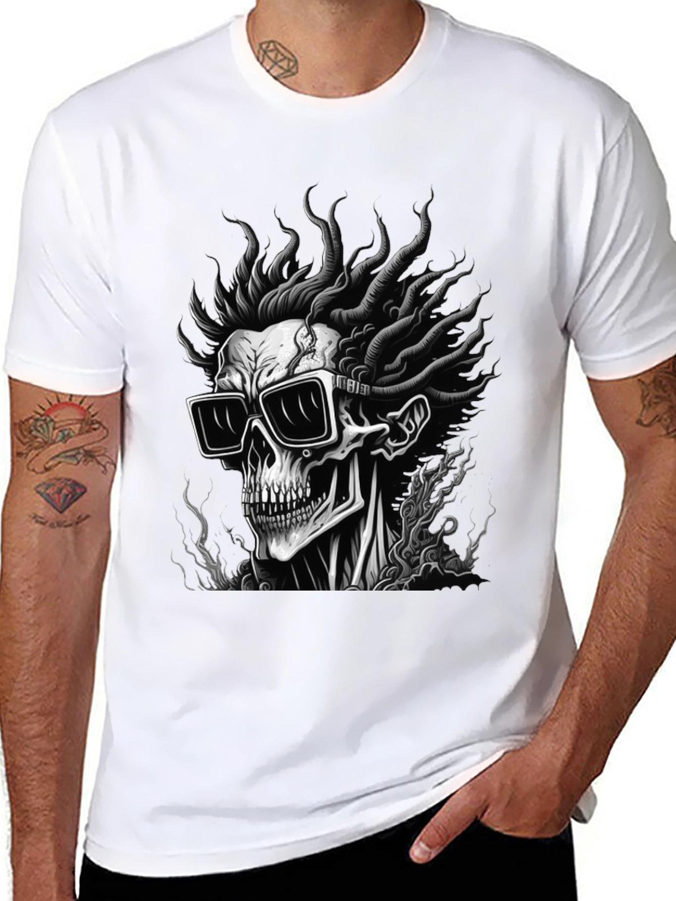 Skull & Shades Graphic Black T-Shirt