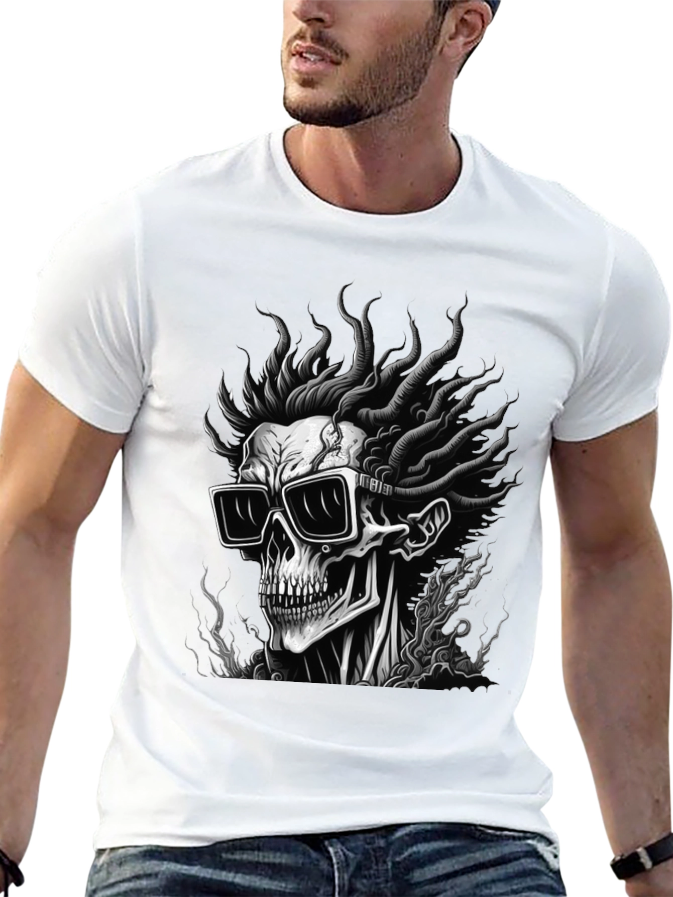 Skull & Shades Graphic Black T-Shirt