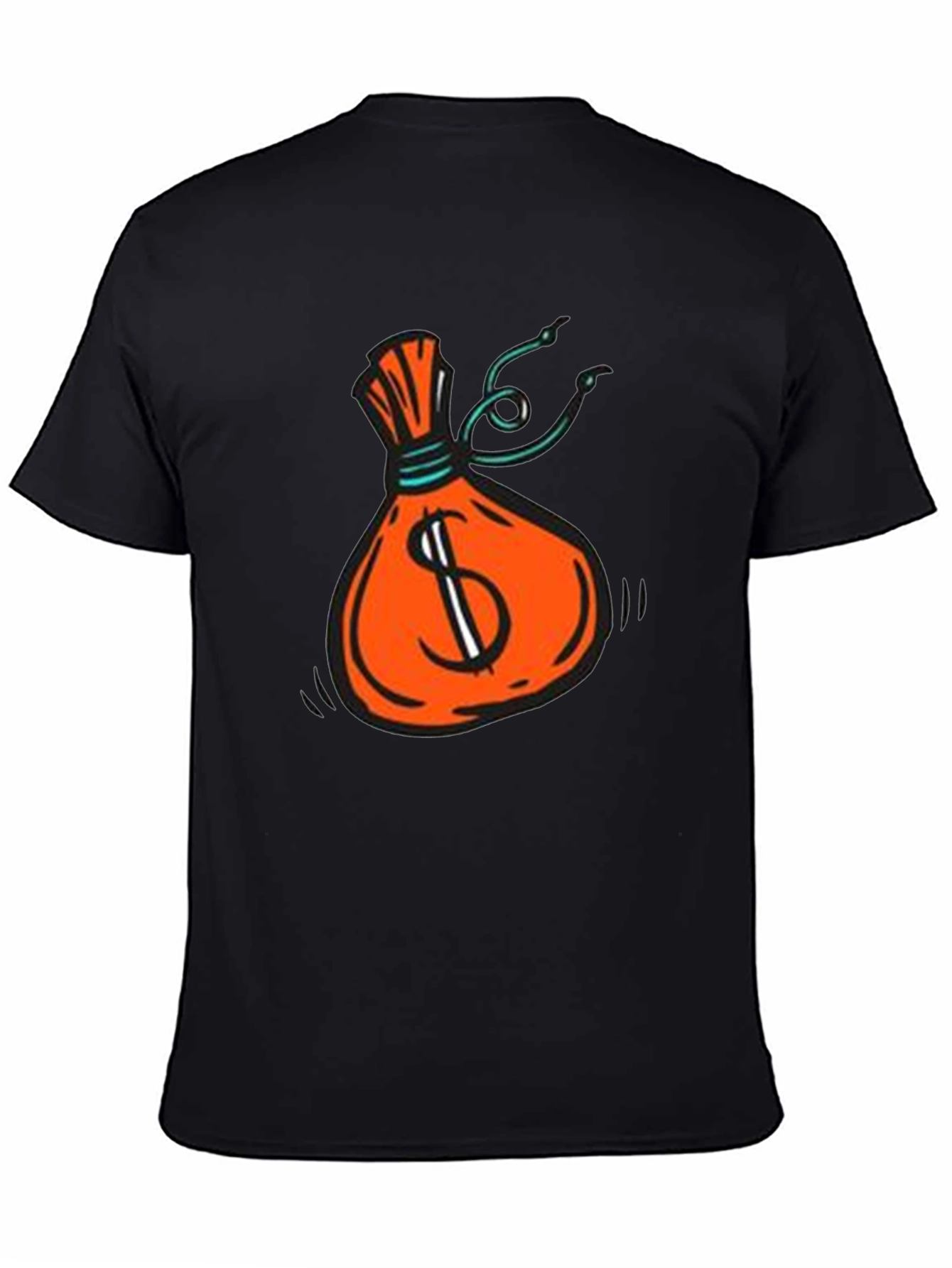 Money Bag Graphic Tee - Black Cotton T-Shirt