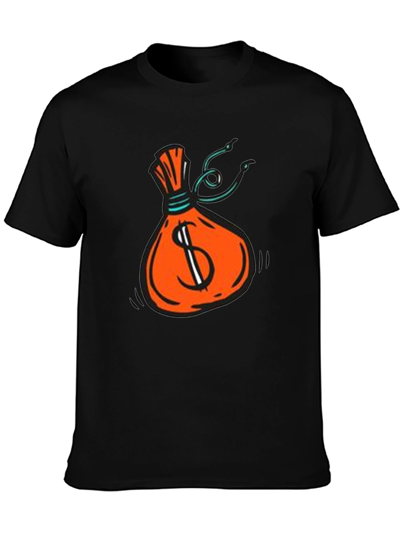Money Bag Graphic Tee - Black Cotton T-Shirt