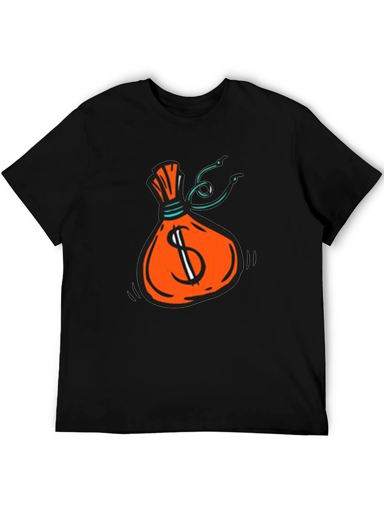 Money Bag Graphic Tee - Black Cotton T-Shirt
