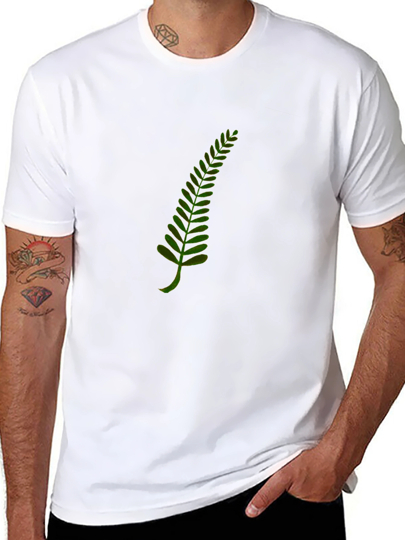 Fern Leaf Graphic T-Shirt - Black Cotton Tee